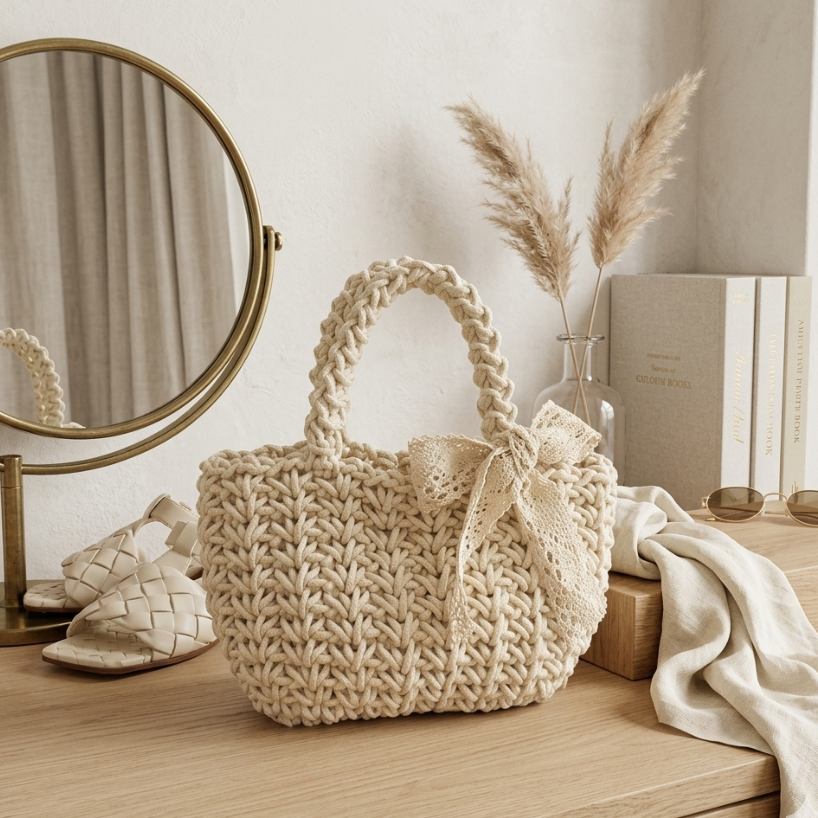 Soft Weave Tote Handbag - Minimalist Design - Eco-Friendly Sustainable Bag