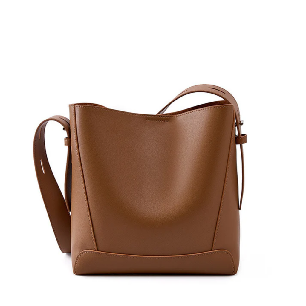 Leather Oversized Bucket Bag - Crossbody & Shoulder Style for Everyday Use