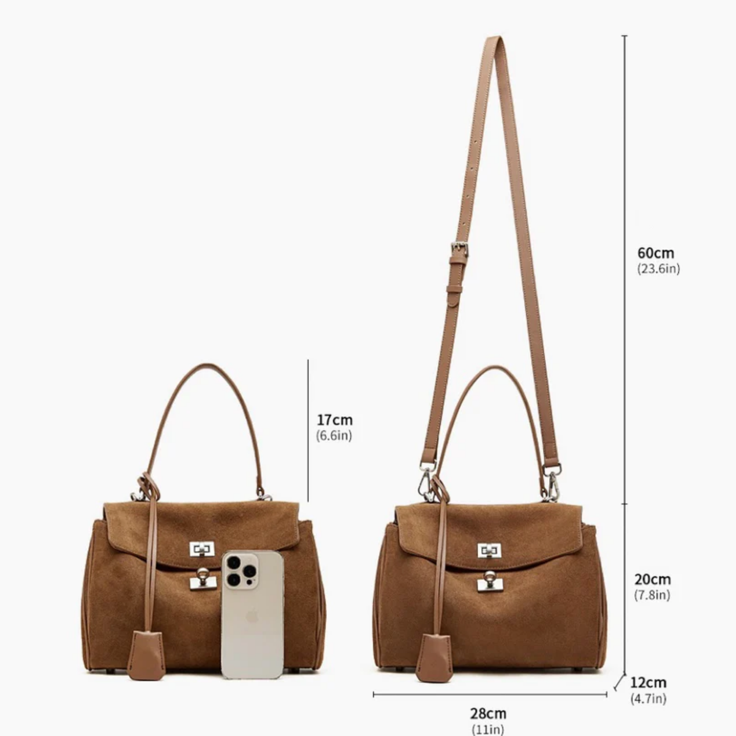 Soft Suede Leather Top-Handle Bag for Everyday Use - Stylish and Versatile