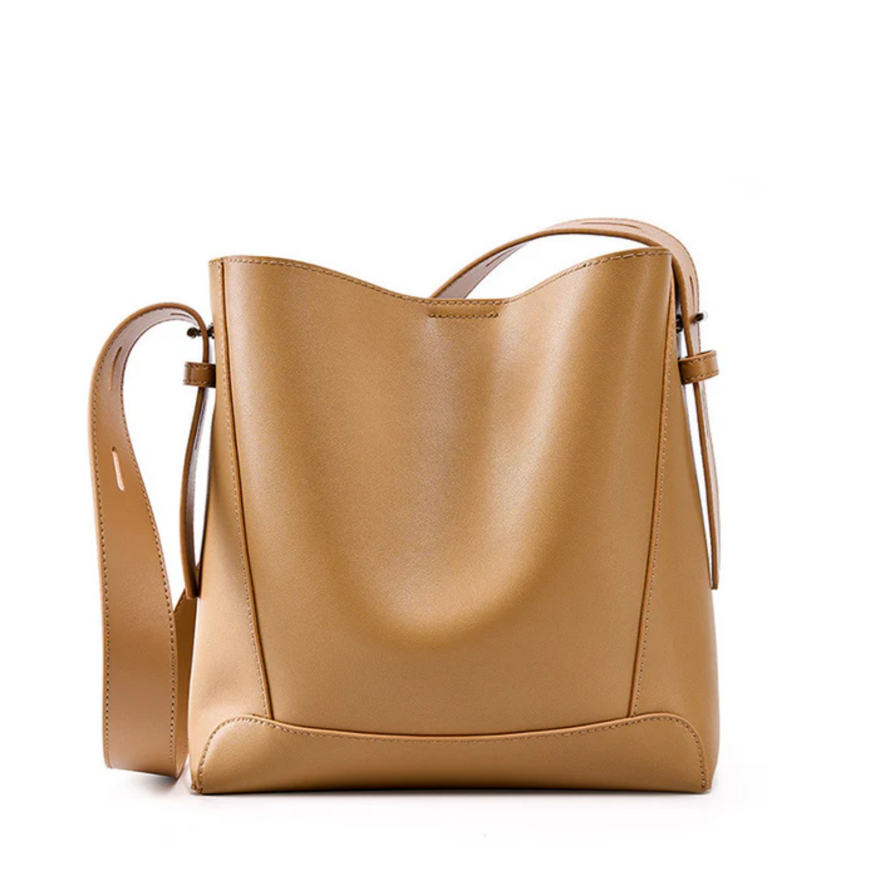 Leather Oversized Bucket Bag - Crossbody & Shoulder Style for Everyday Use