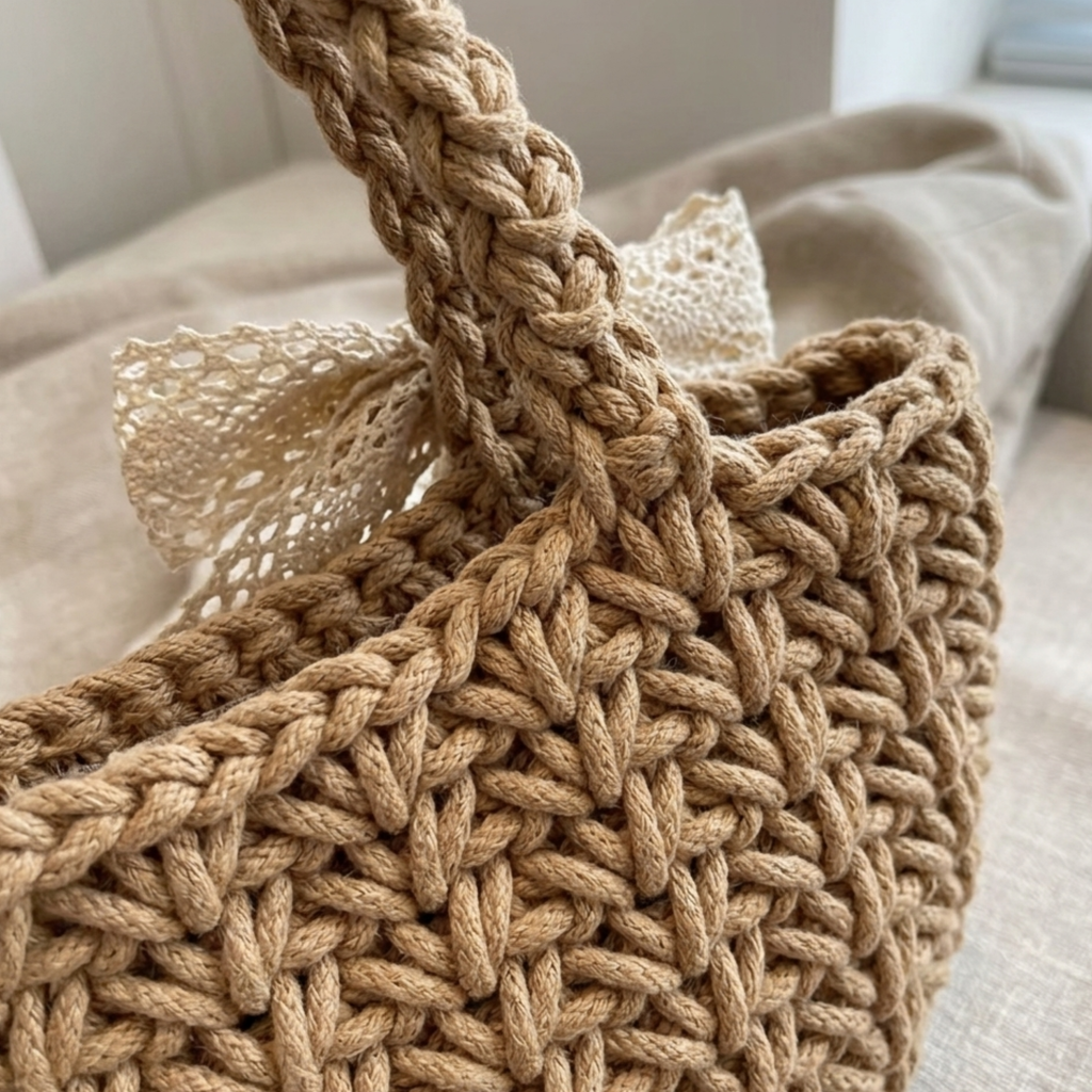 Soft Weave Tote Handbag - Minimalist Design - Eco-Friendly Sustainable Bag