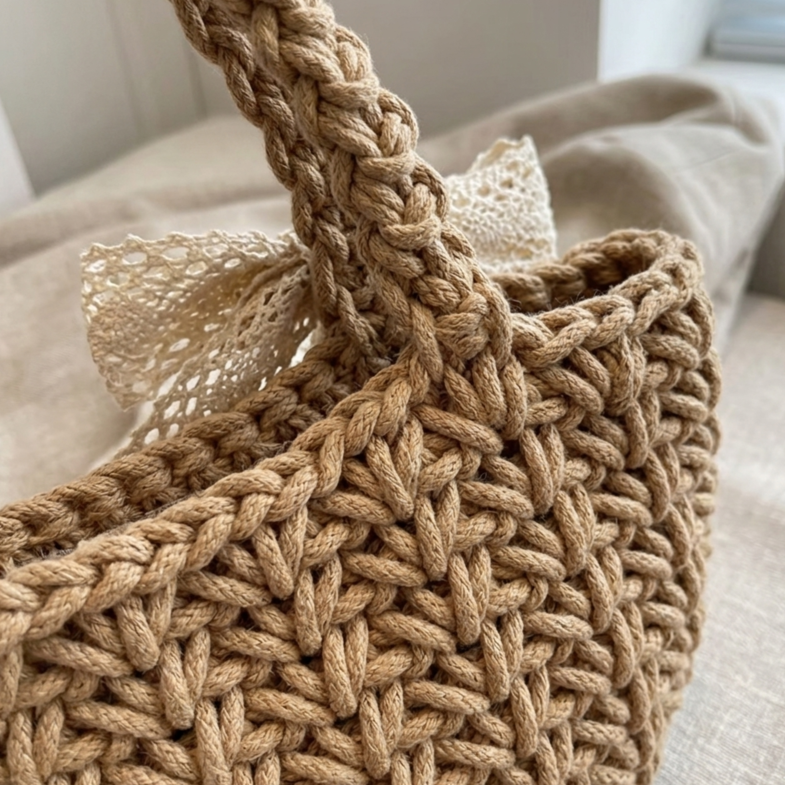 Soft Weave Tote Handbag - Minimalist Design - Eco-Friendly Sustainable Bag
