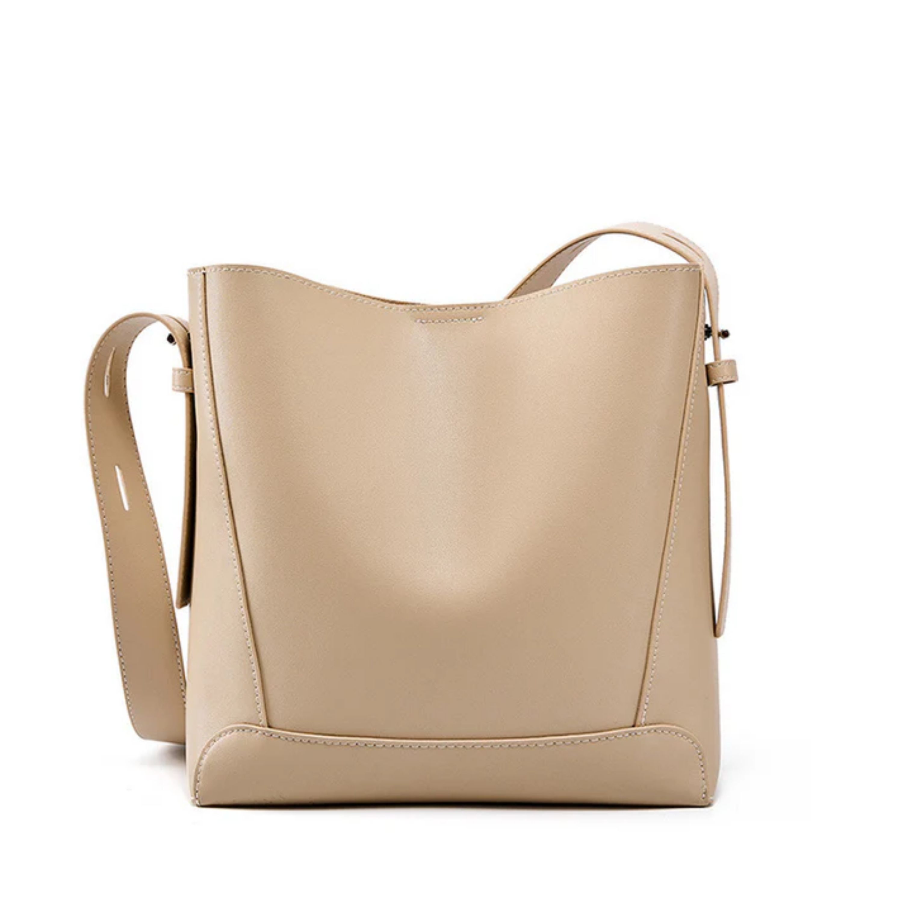Leather Oversized Bucket Bag - Crossbody & Shoulder Style for Everyday Use