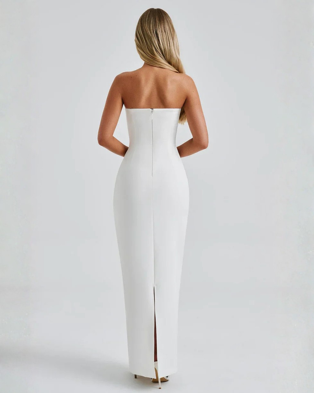 Strapless Maxi Dress with Removable Mesh Scarf - Sculpting Evening Wear