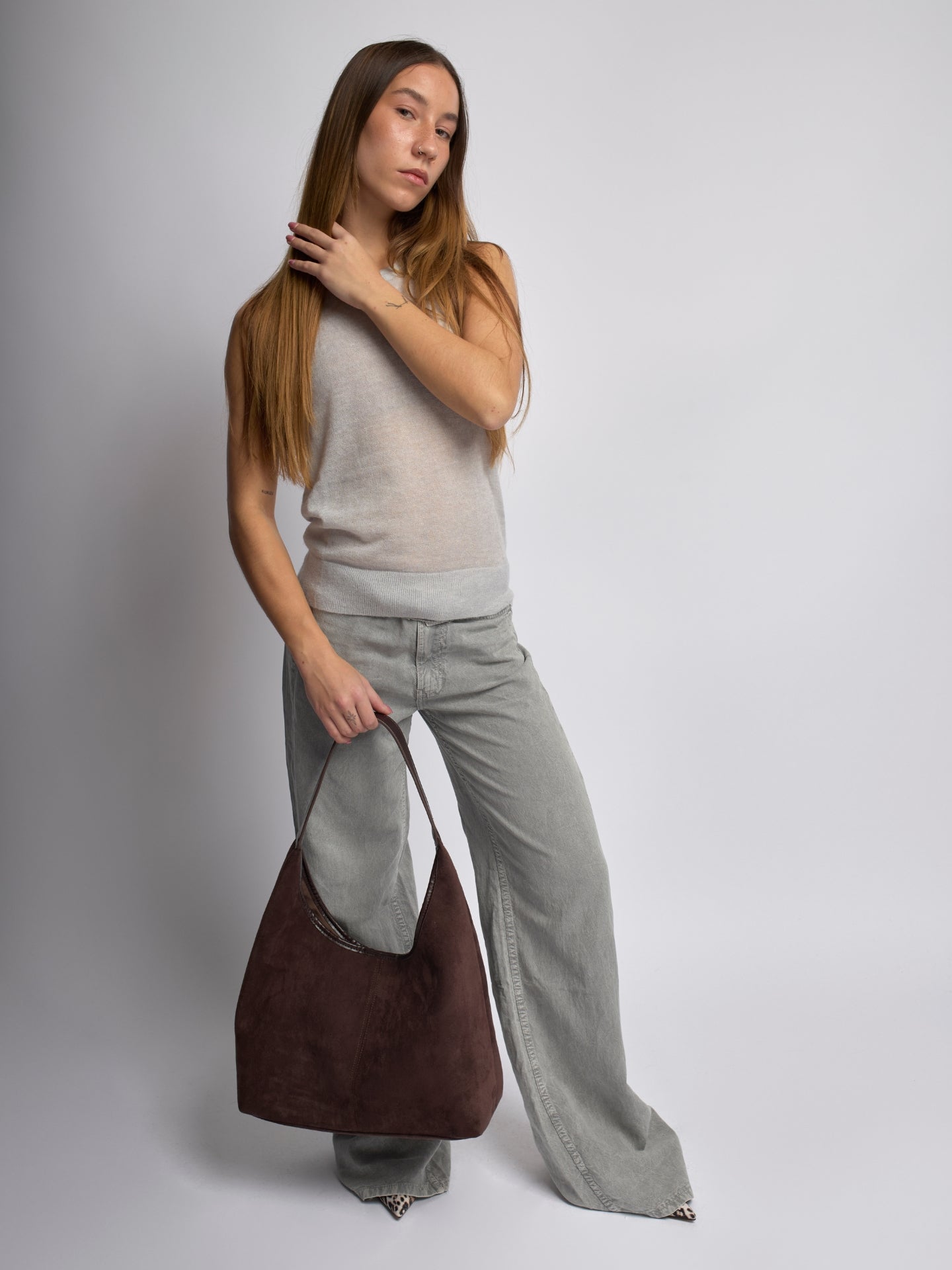 Vegan Leather Half-Moon Tote Bag - Stylish and Versatile Handbag for Everyday Use