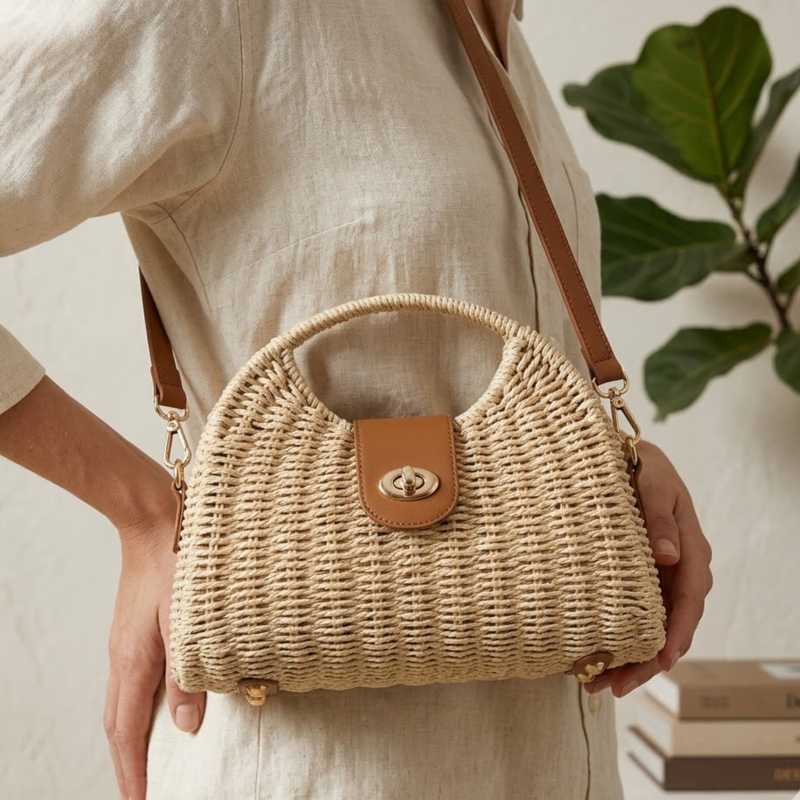 Straw Woven Crossbody Shoulder Bag - Eco-Friendly Chic Design for Everyday Use