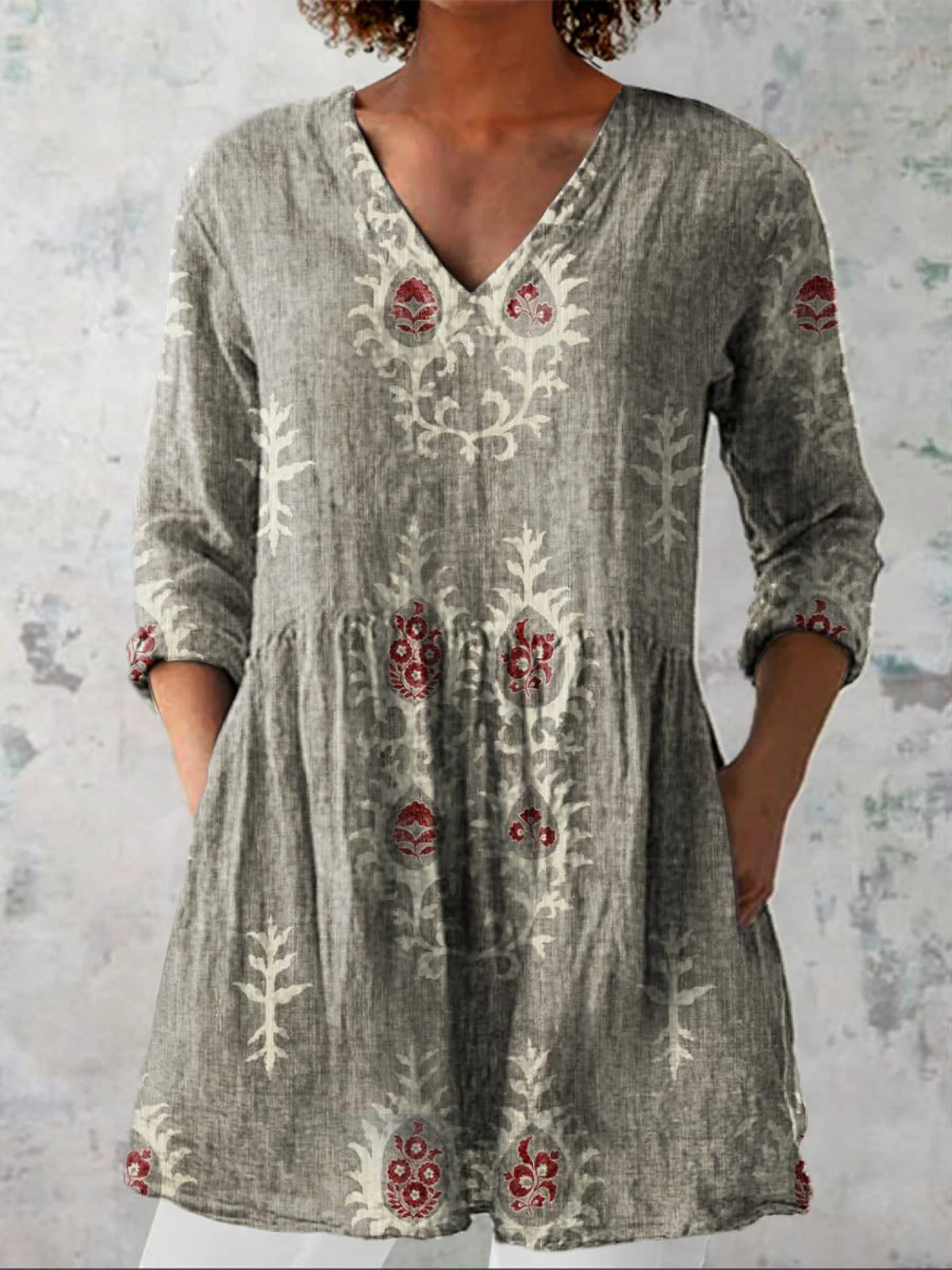 Everyday Elegance – Fluid V-Neck Long Blouse