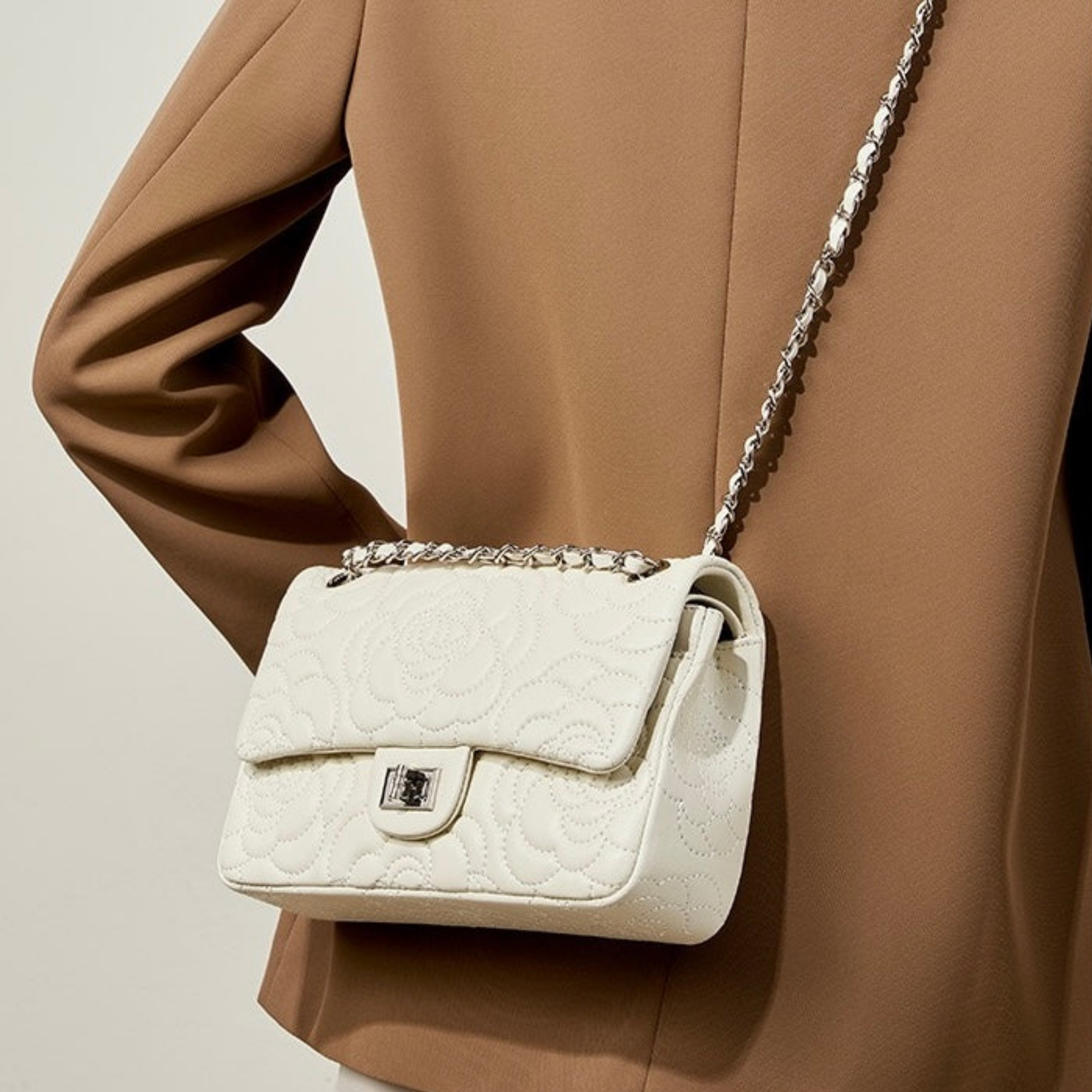Genuine Sheepskin Crossbody Bag with Chain Strap for Everyday Use