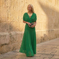 Kelly Green Wrap Midi Dress – Garden Party Glam