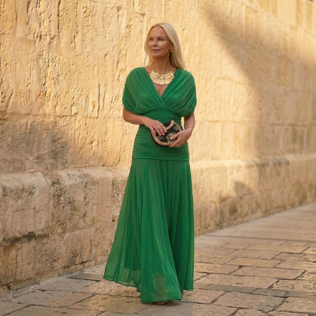 Kelly Green Wrap Midi Dress – Garden Party Glam