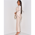 Satin Maxi Dress with Tie Back - Elegant Fitted Evening Gown