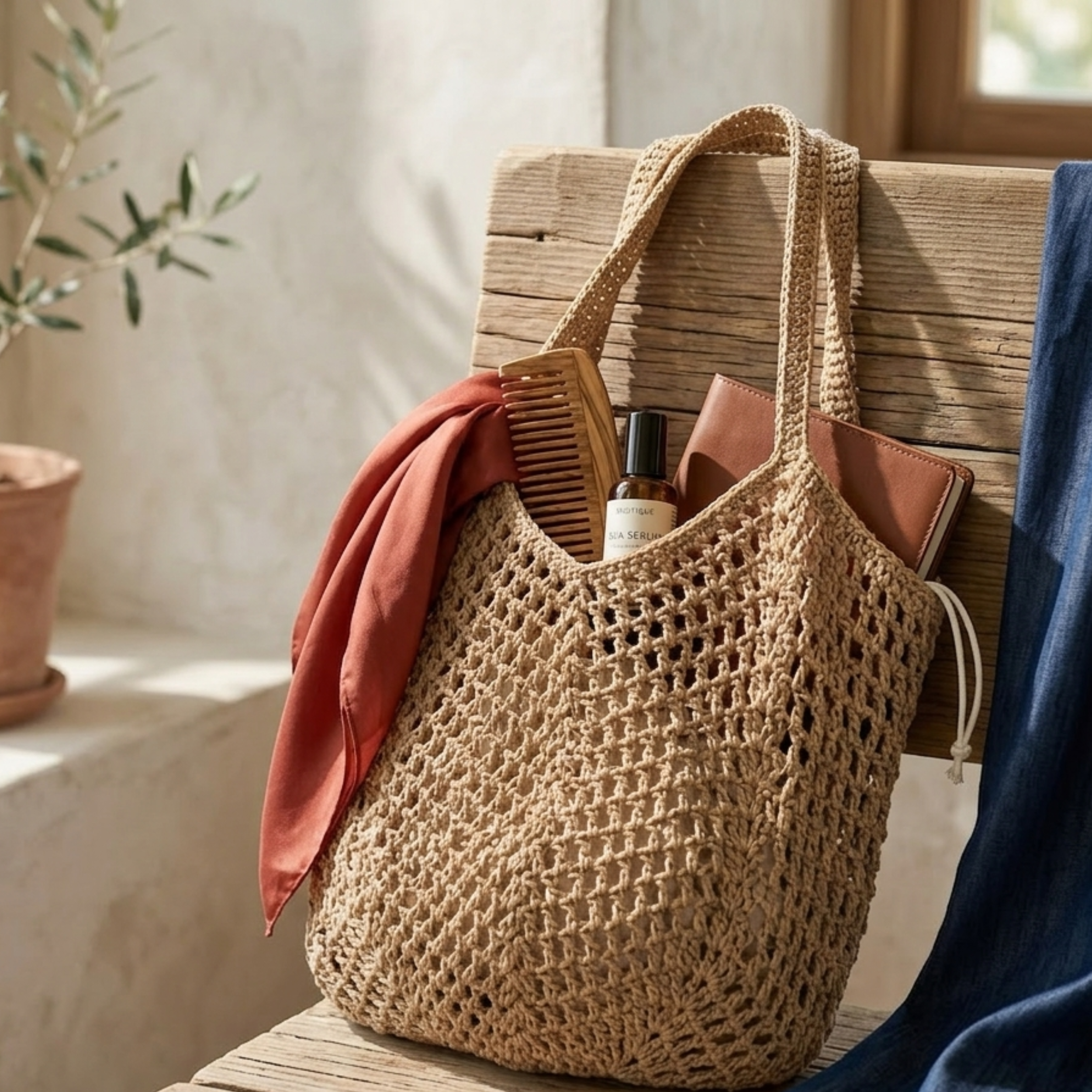 Hand-Knitted Woven Shoulder Bag - Eco-Friendly Retro Design for Everyday Use