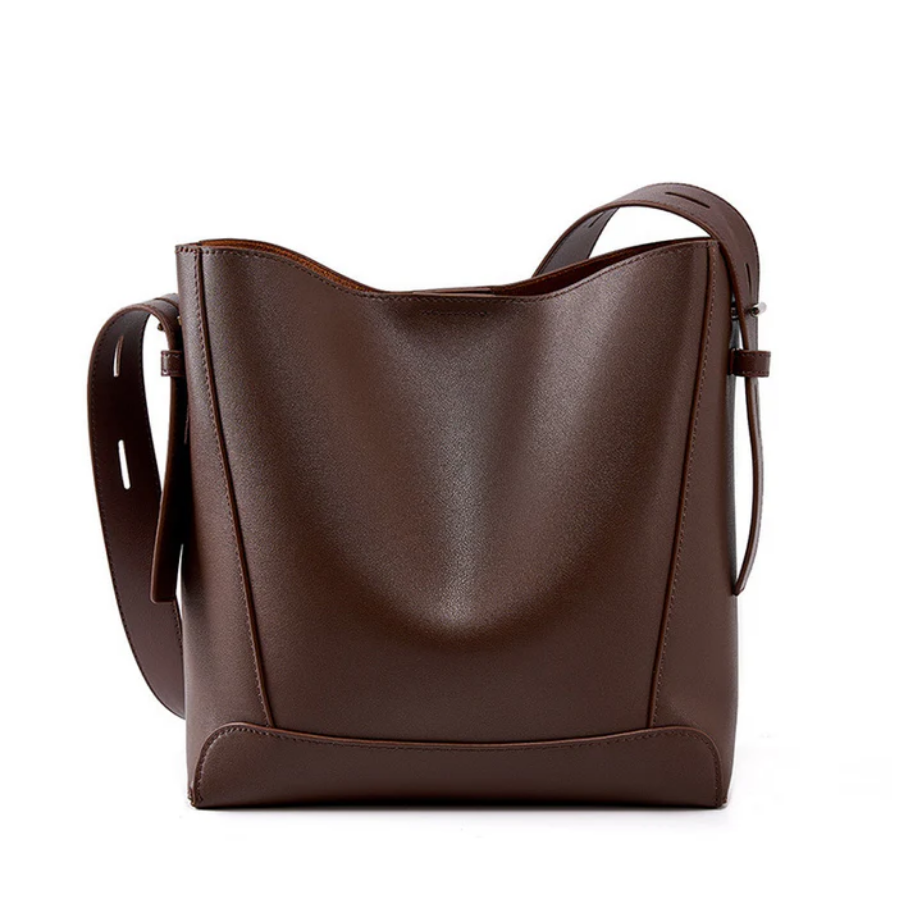 Leather Oversized Bucket Bag - Crossbody & Shoulder Style for Everyday Use