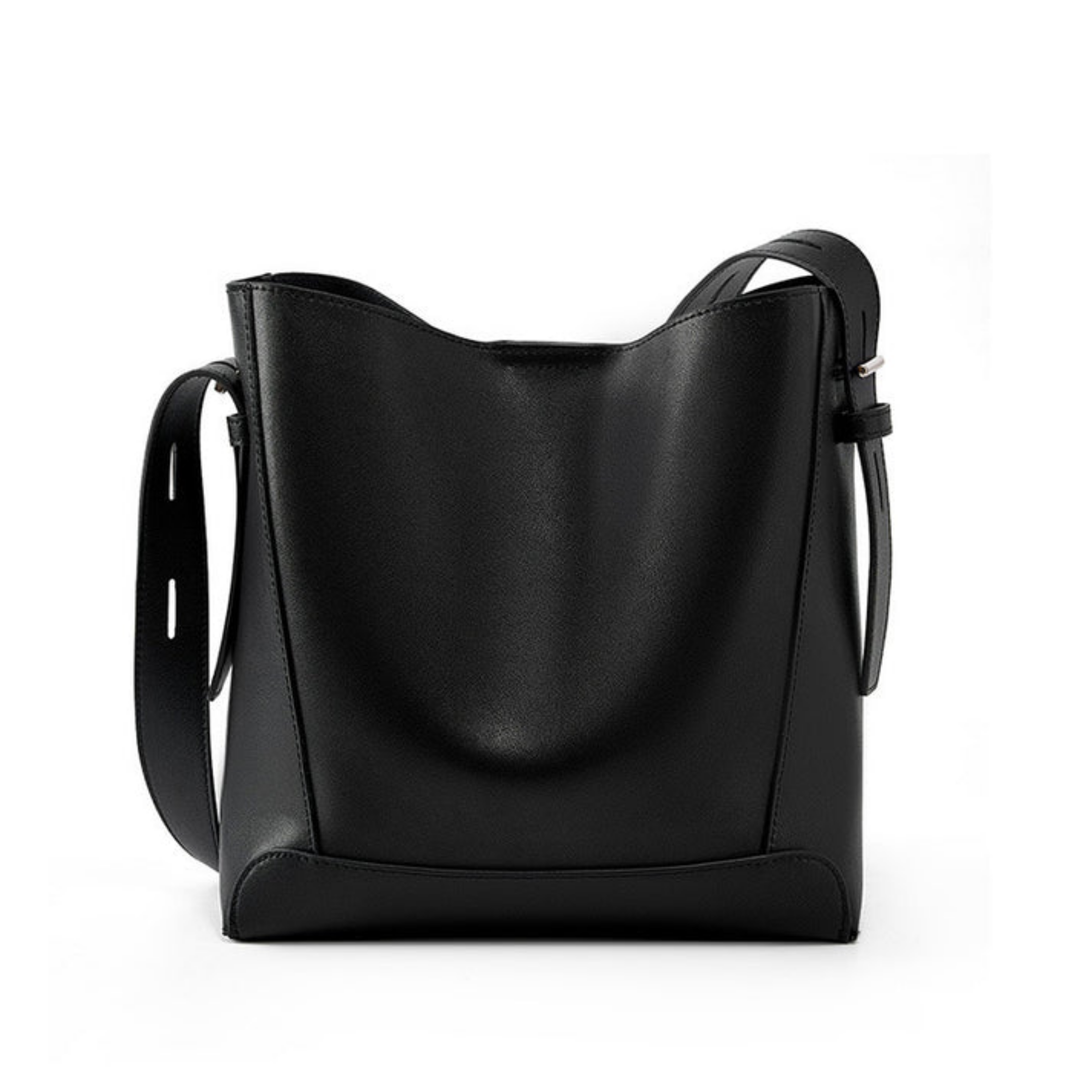 Leather Oversized Bucket Bag - Crossbody & Shoulder Style for Everyday Use
