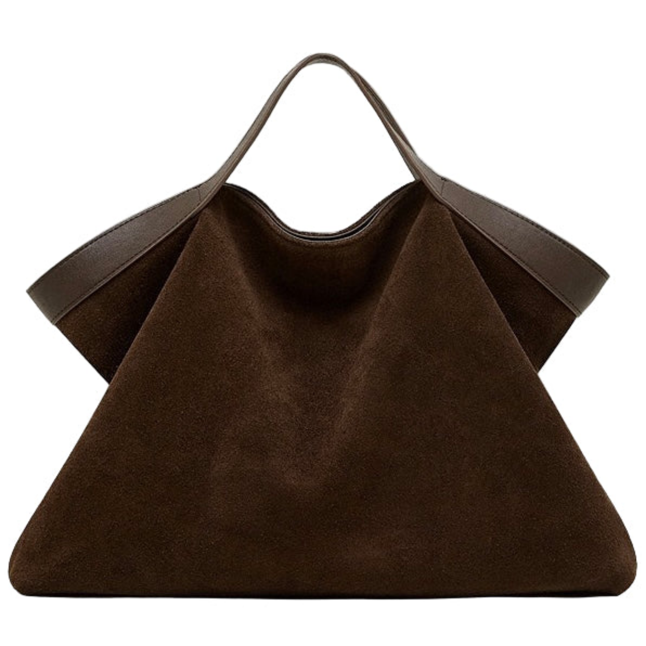 Suede and Leather Structured Shoulder Tote Bag for Everyday Use