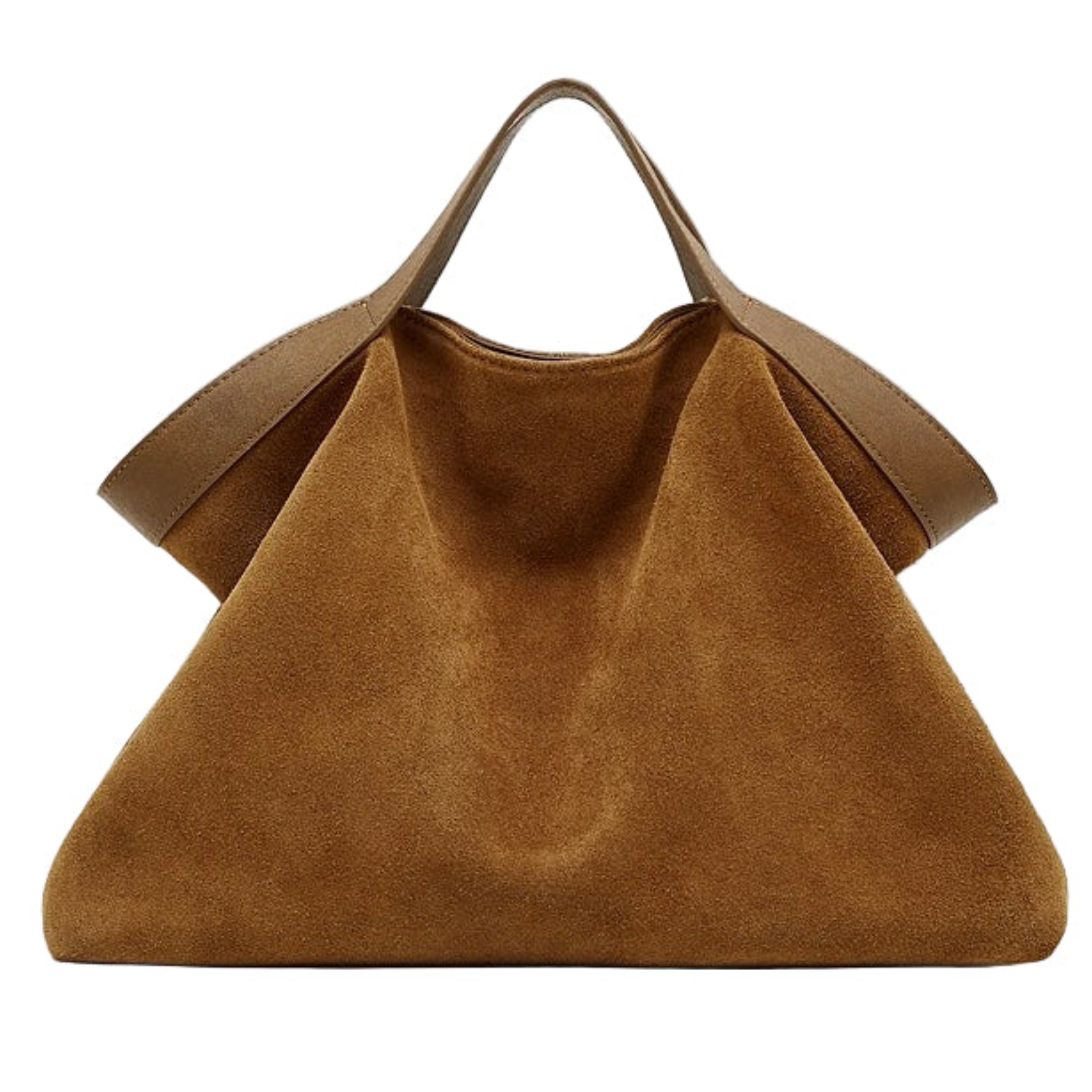 Suede and Leather Structured Shoulder Tote Bag for Everyday Use