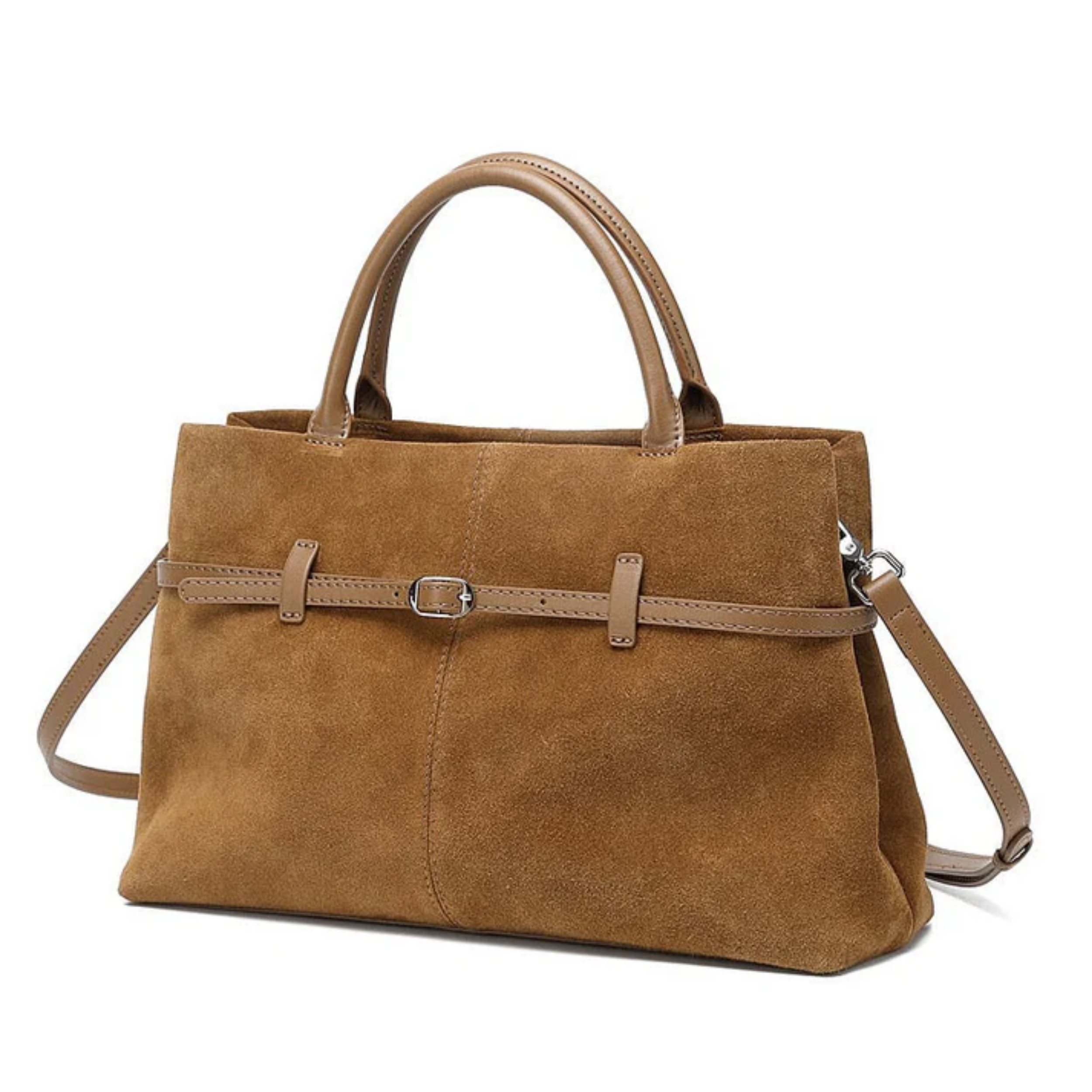 Suede Leather Structured Tote Bag for Everyday Use - Stylish and Durable