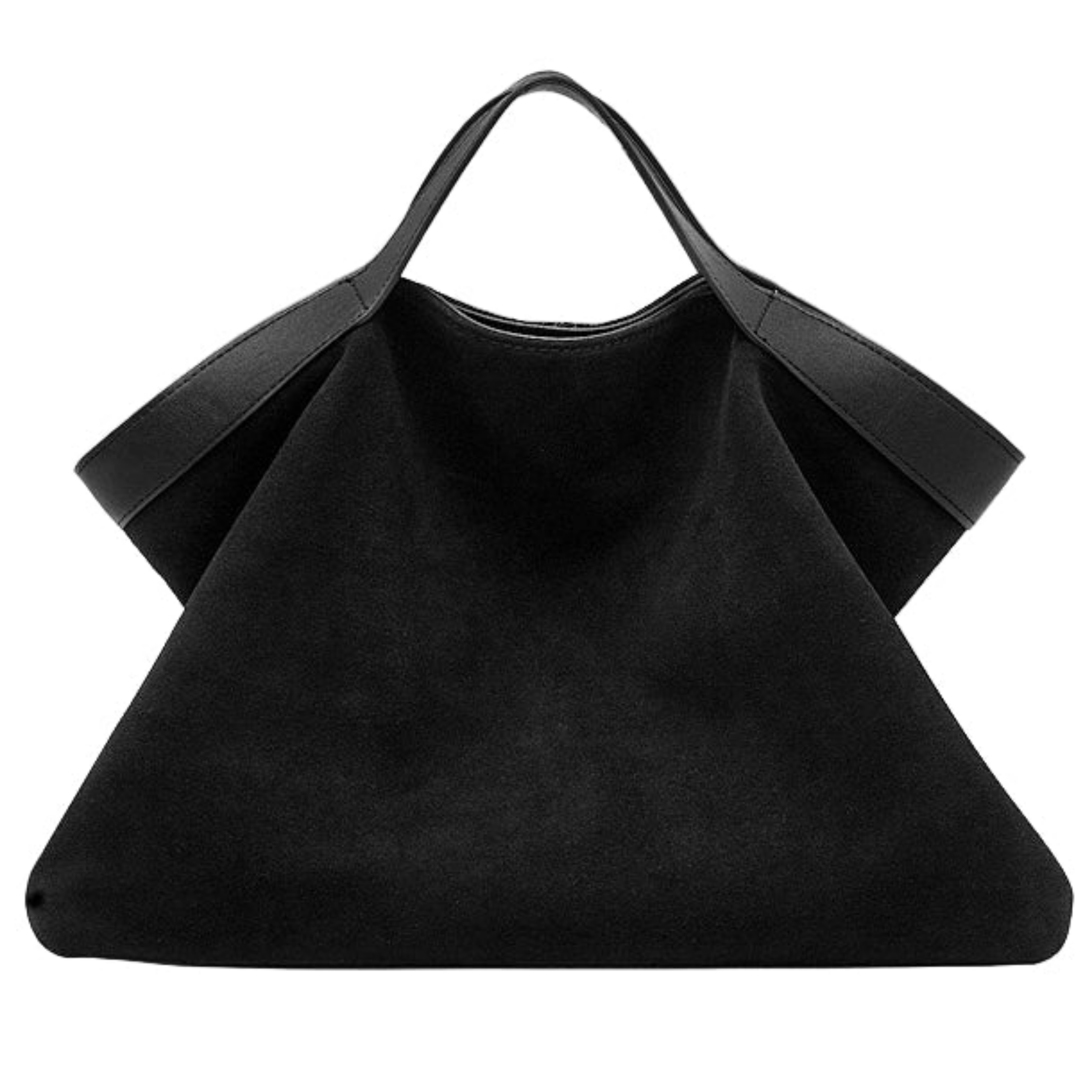 Suede and Leather Structured Shoulder Tote Bag for Everyday Use