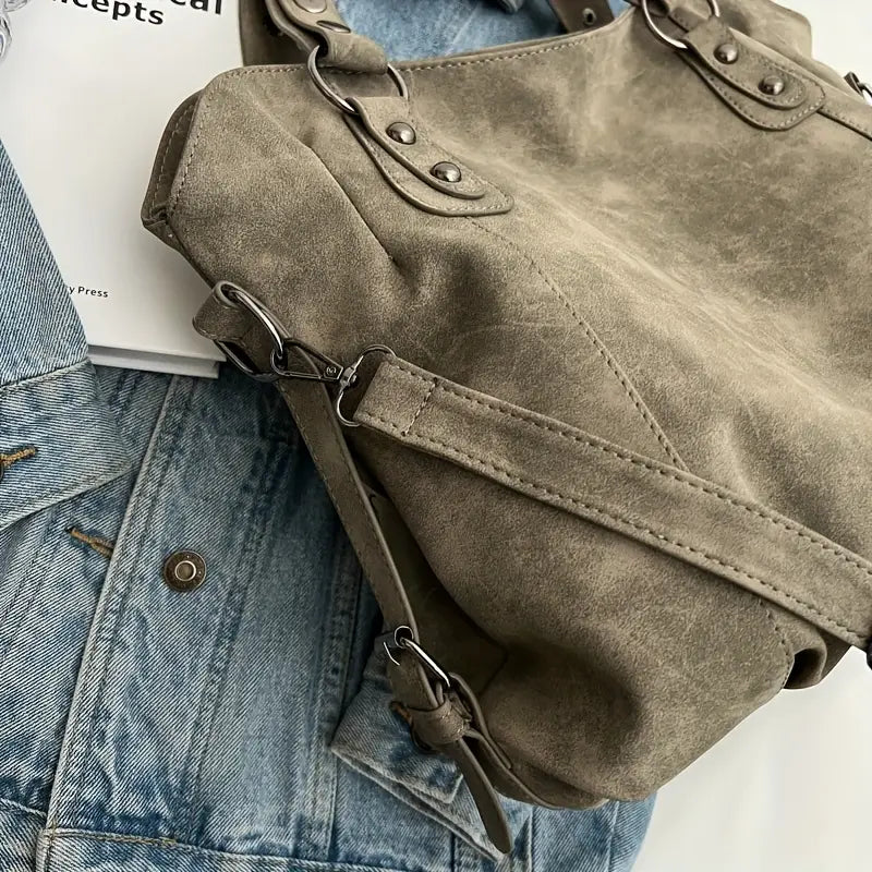 Vegan Suede Crossbody Tote Bag | Vintage Velvet Style for Everyday Use
