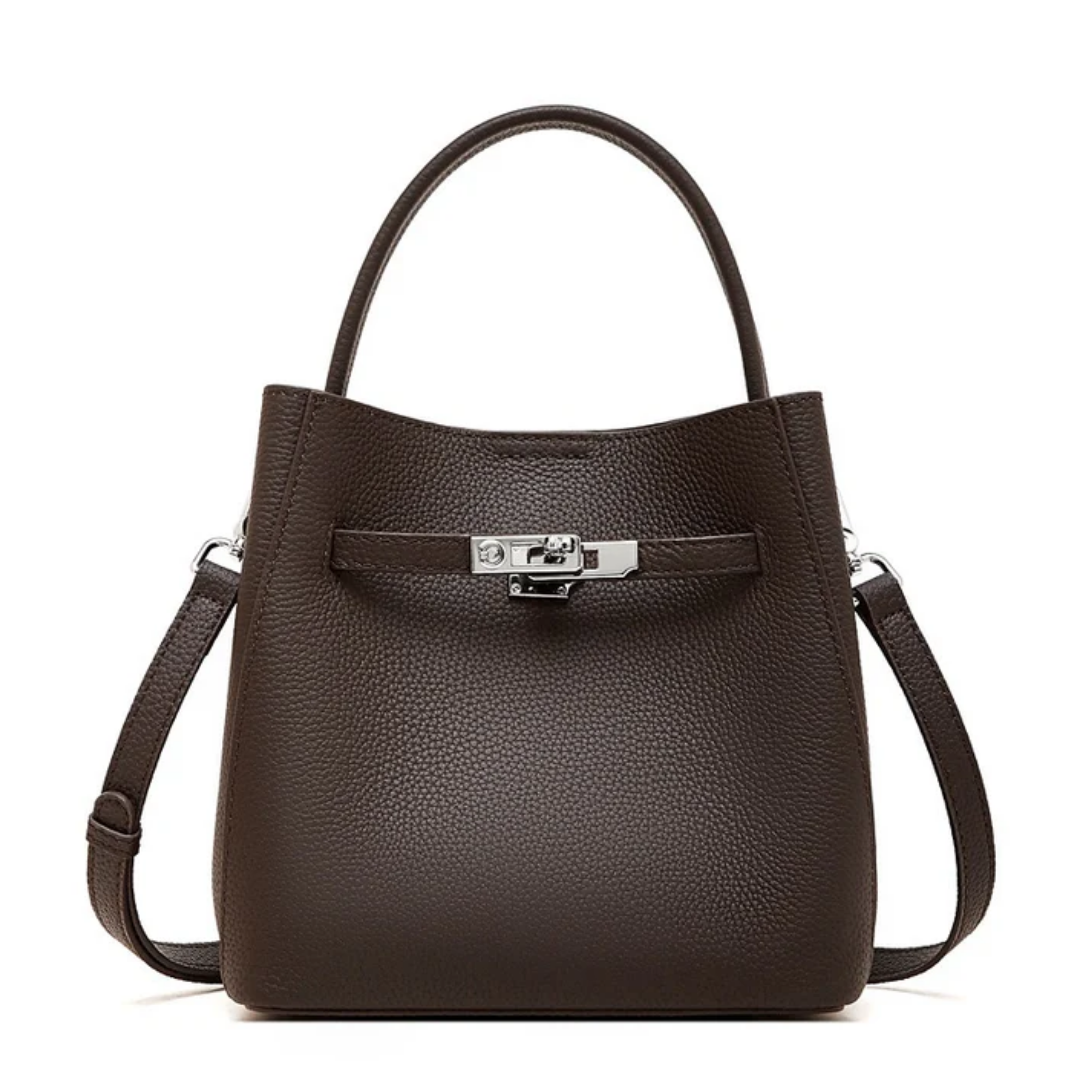 Genuine Leather Bucket Bag - Stylish Basket Design for Everyday Use