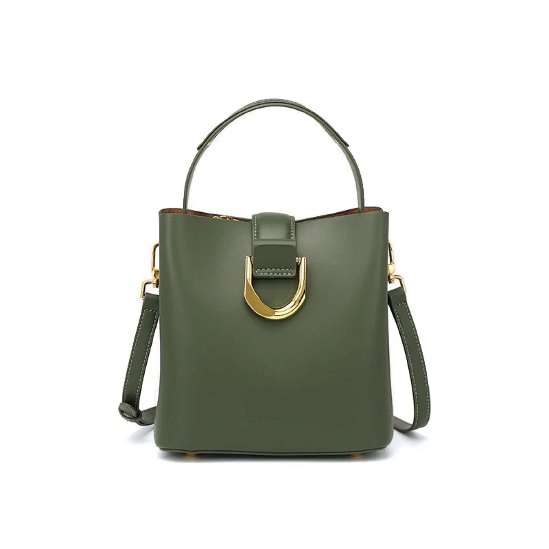 Genuine Leather Bucket Shoulder Bag - Stylish Everyday Tote for Women