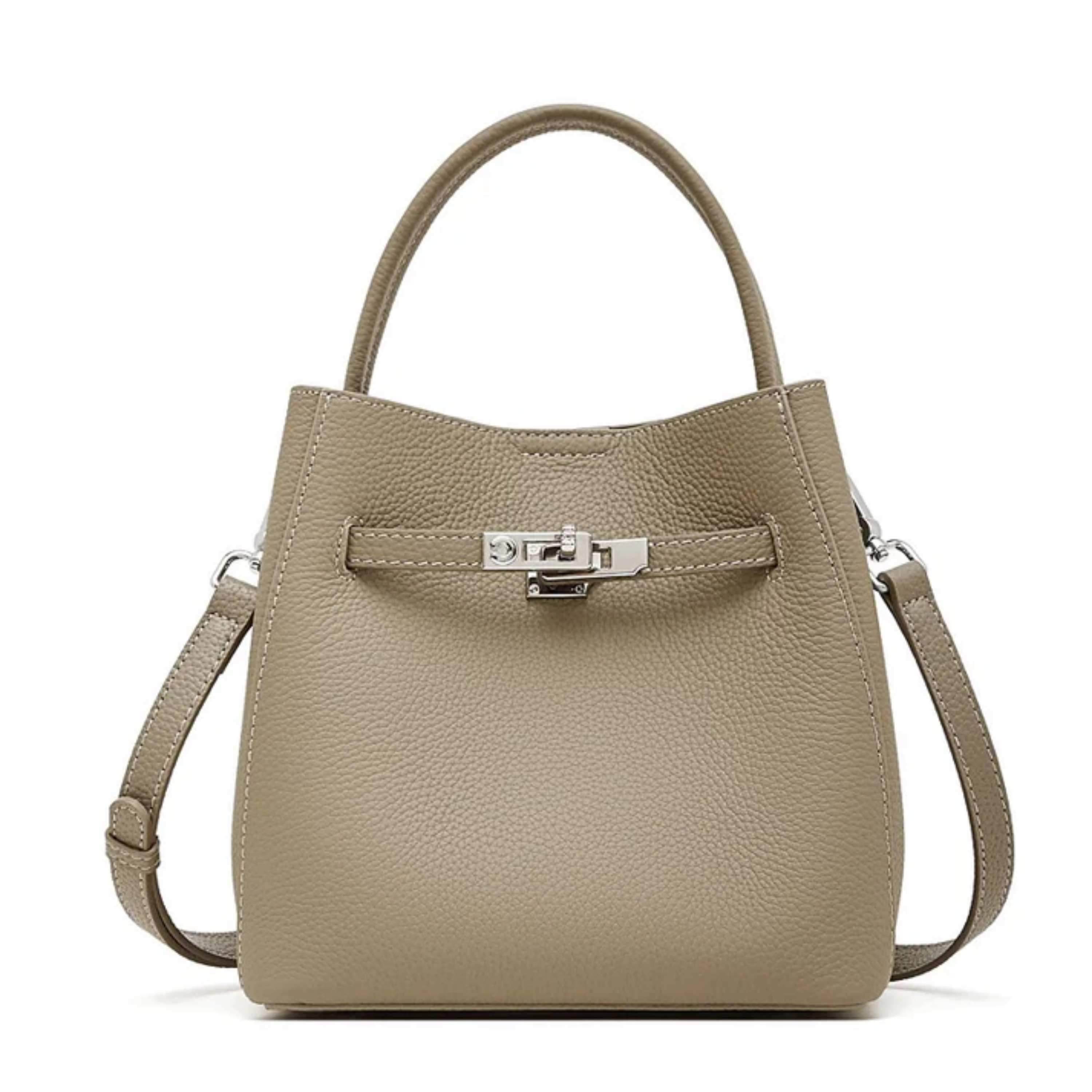 Genuine Leather Bucket Bag - Stylish Basket Design for Everyday Use