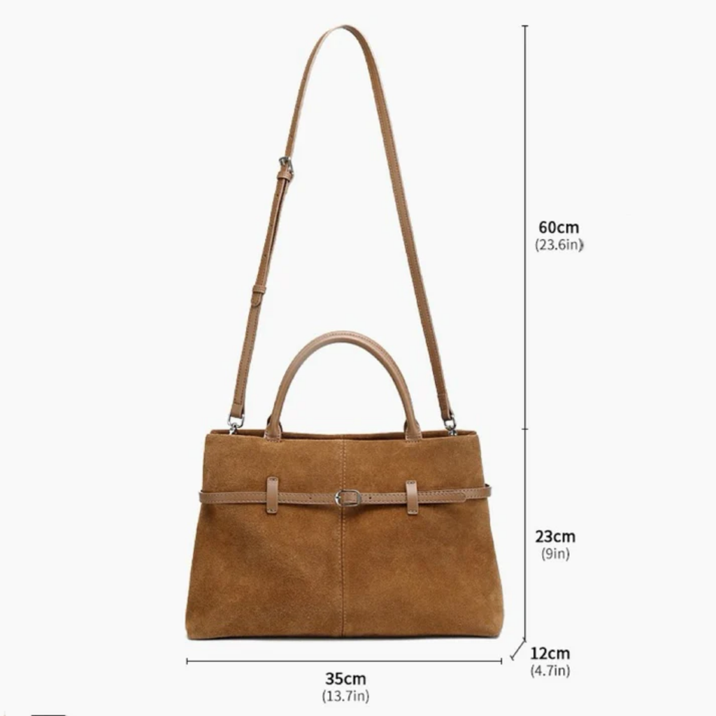 Suede Leather Structured Tote Bag for Everyday Use - Stylish and Durable