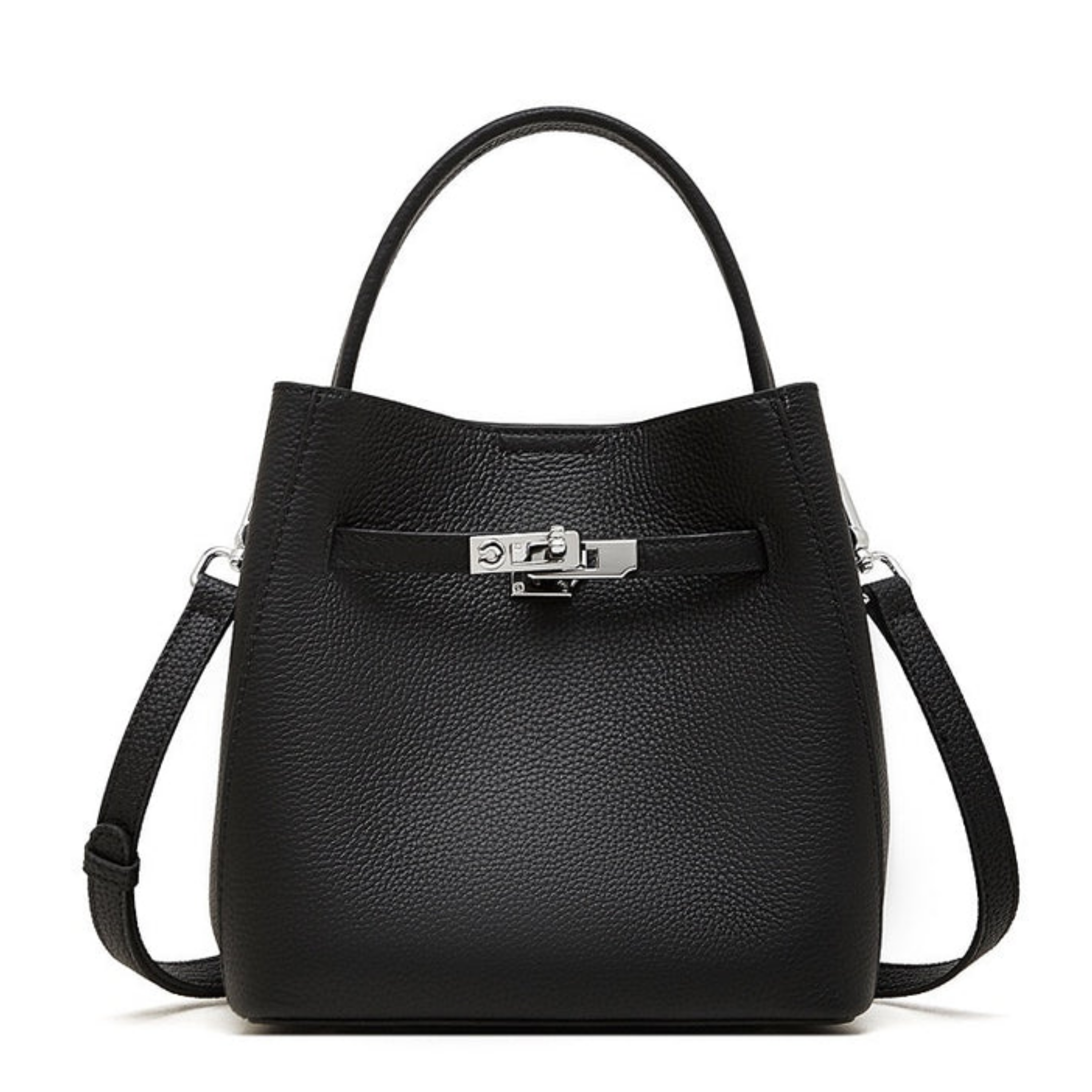 Genuine Leather Bucket Bag - Stylish Basket Design for Everyday Use