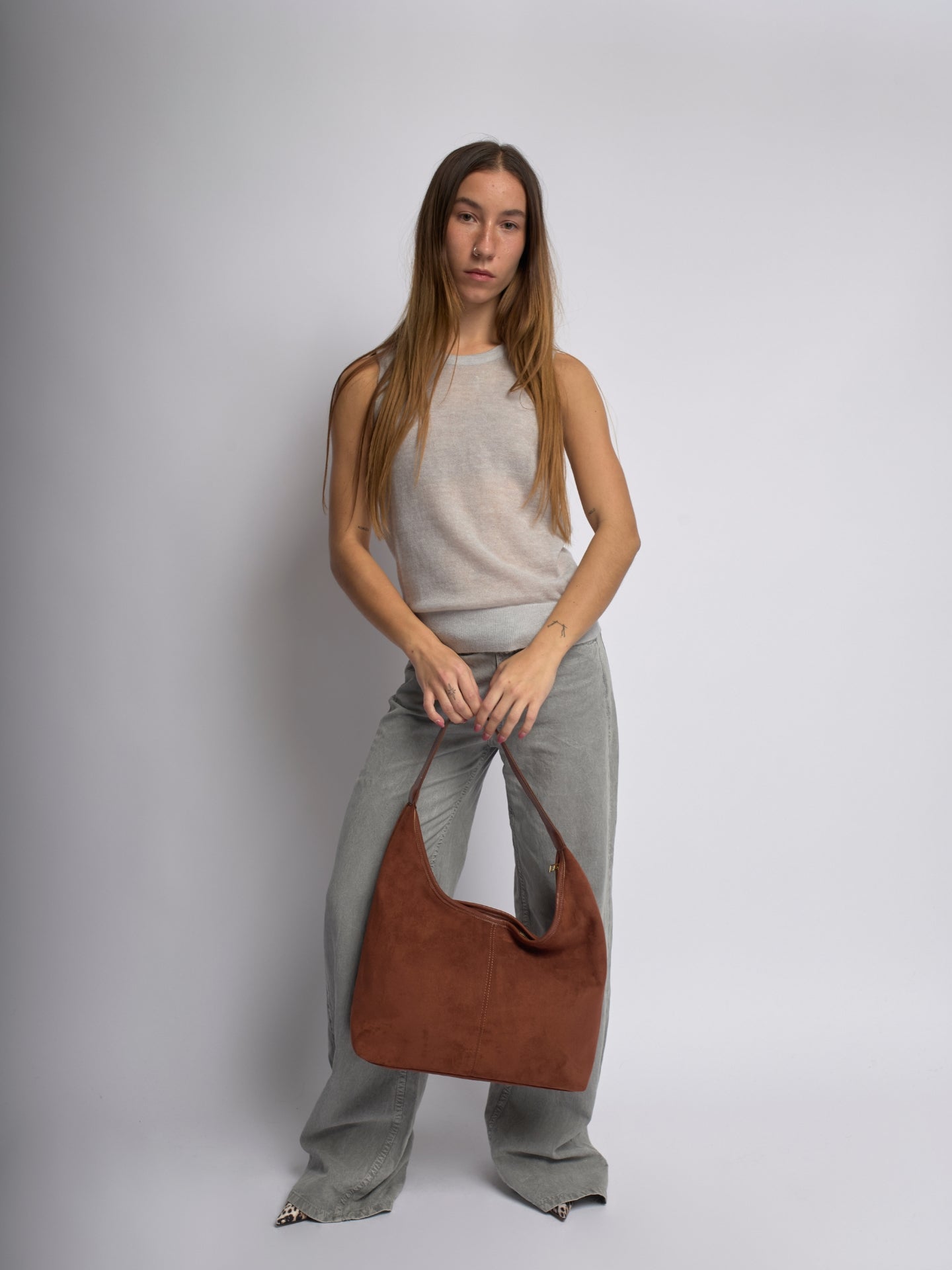 Vegan Leather Half-Moon Tote Bag - Stylish and Versatile Handbag for Everyday Use