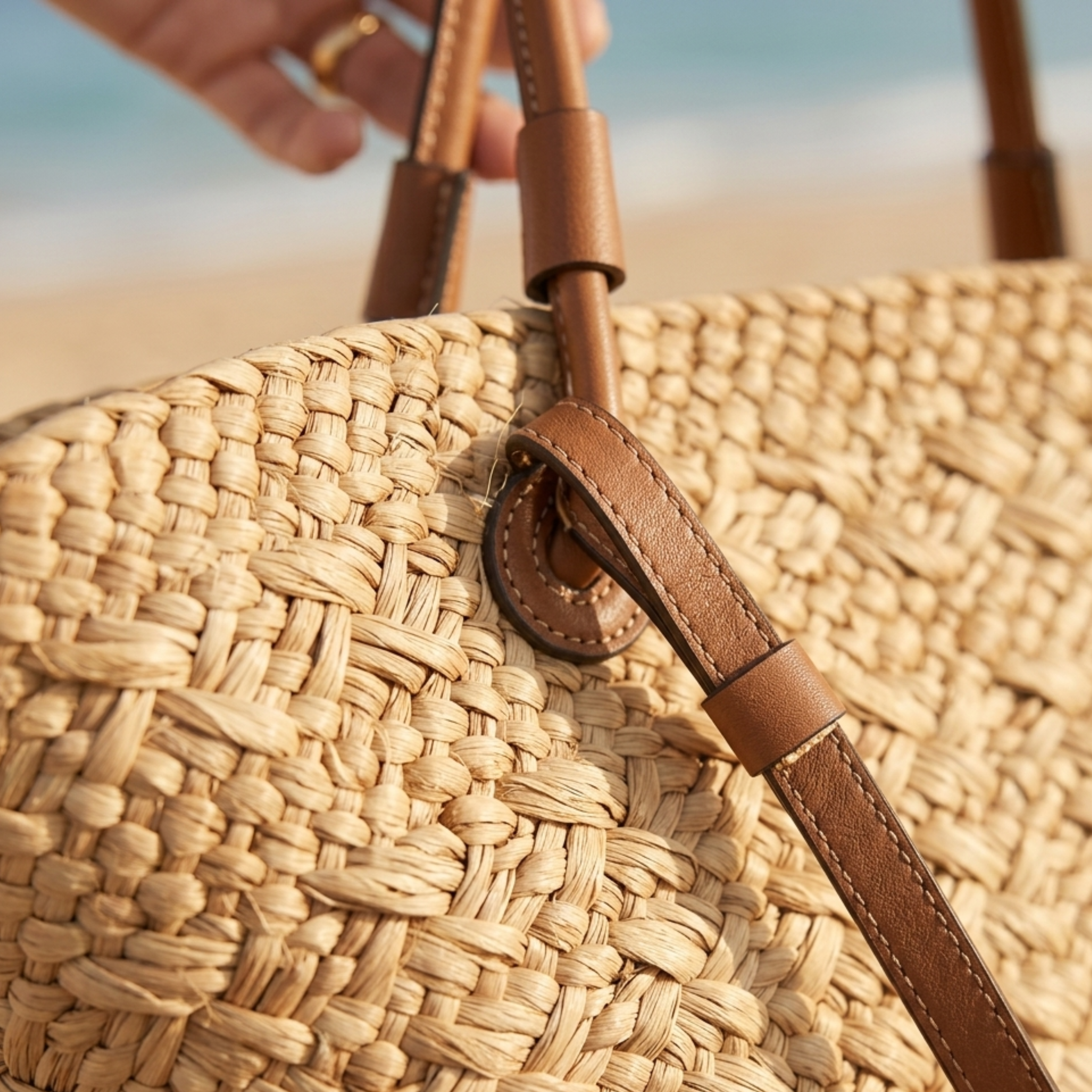 Rattan Wicker Summer Tote Bag - Handcrafted Sustainable Beach Bag