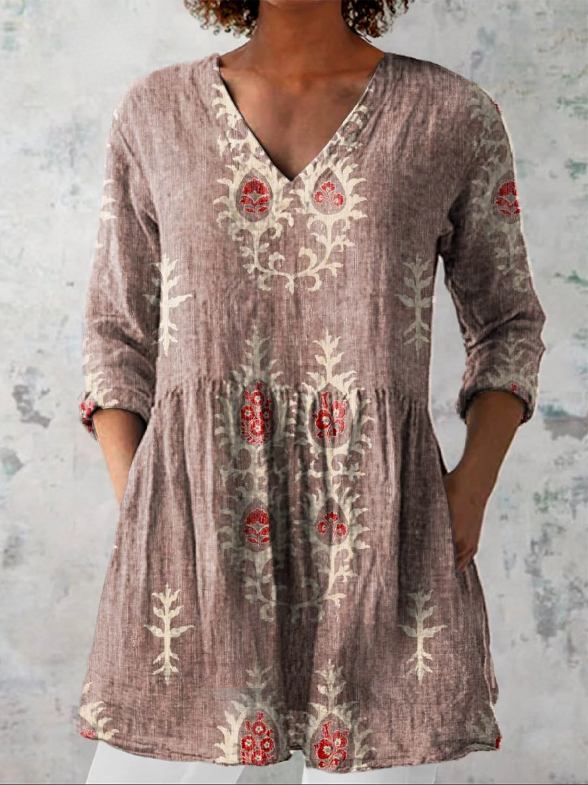 Everyday Elegance – Fluid V-Neck Long Blouse