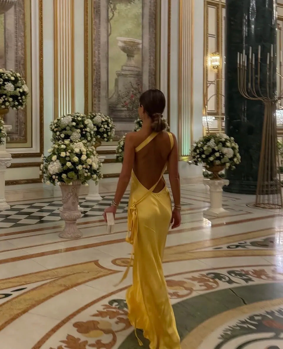 Satin Open Back Maxi Dress | Soft and Elegant Evening Wear