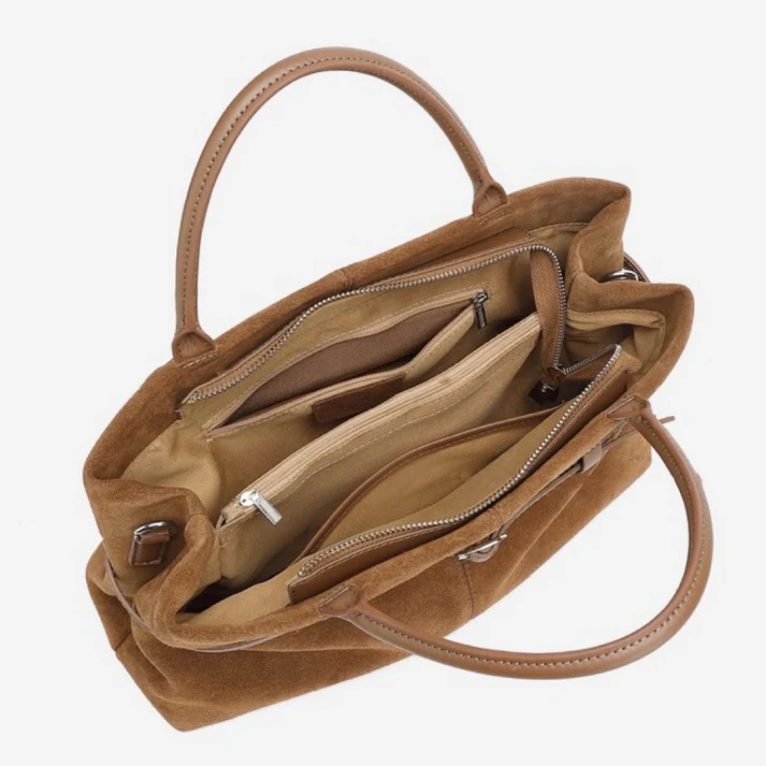 Suede Leather Structured Tote Bag for Everyday Use - Stylish and Durable