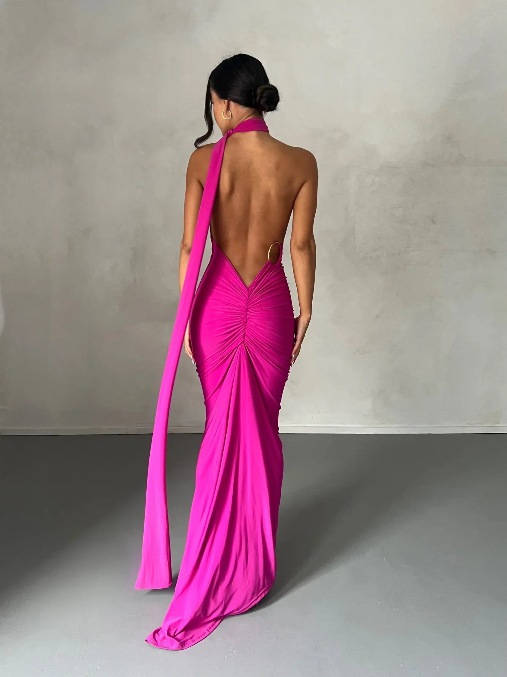 One-Shoulder Grecian Maxi Dress | Versatile Sash Design for Evening Wear