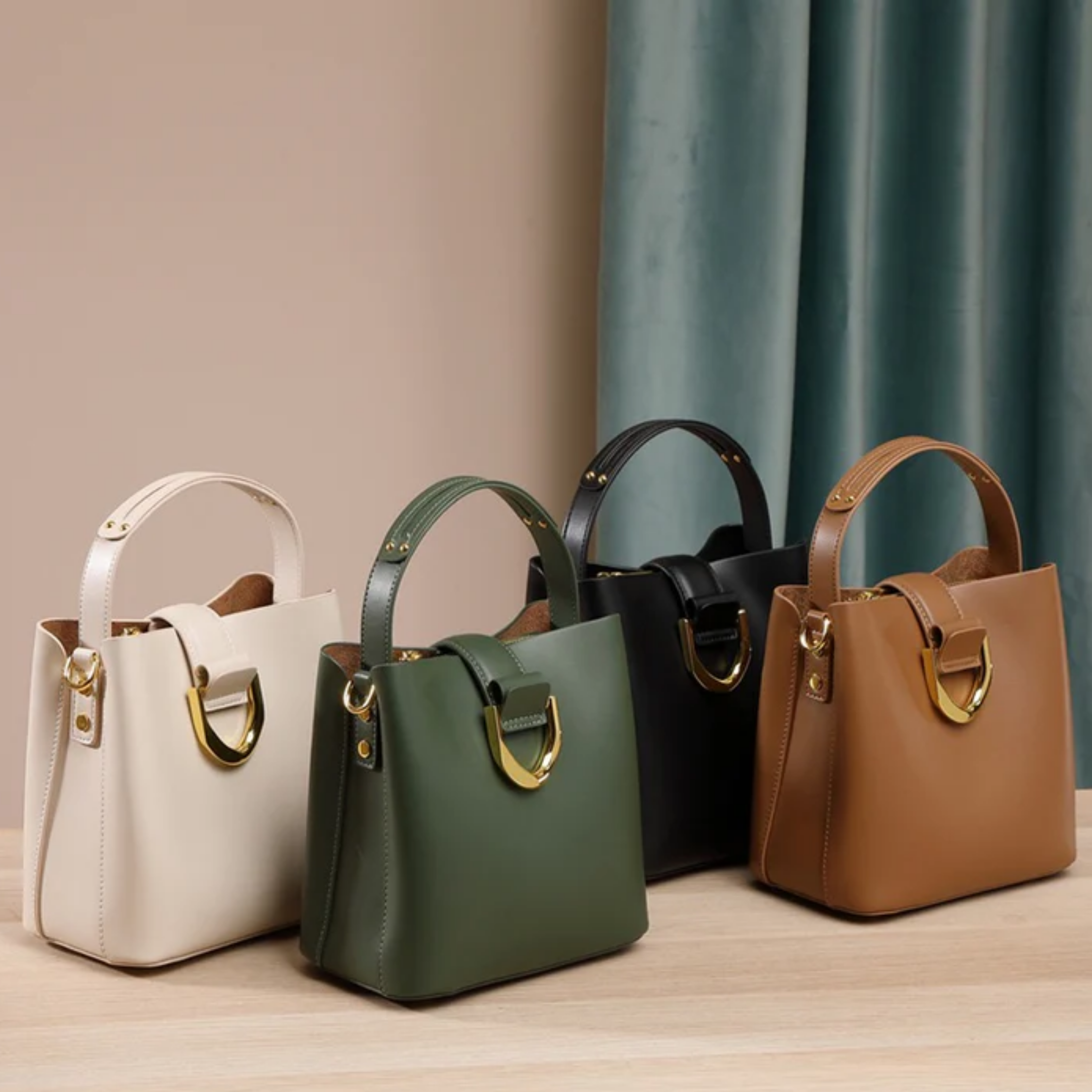 Genuine Leather Bucket Shoulder Bag - Stylish Everyday Tote for Women