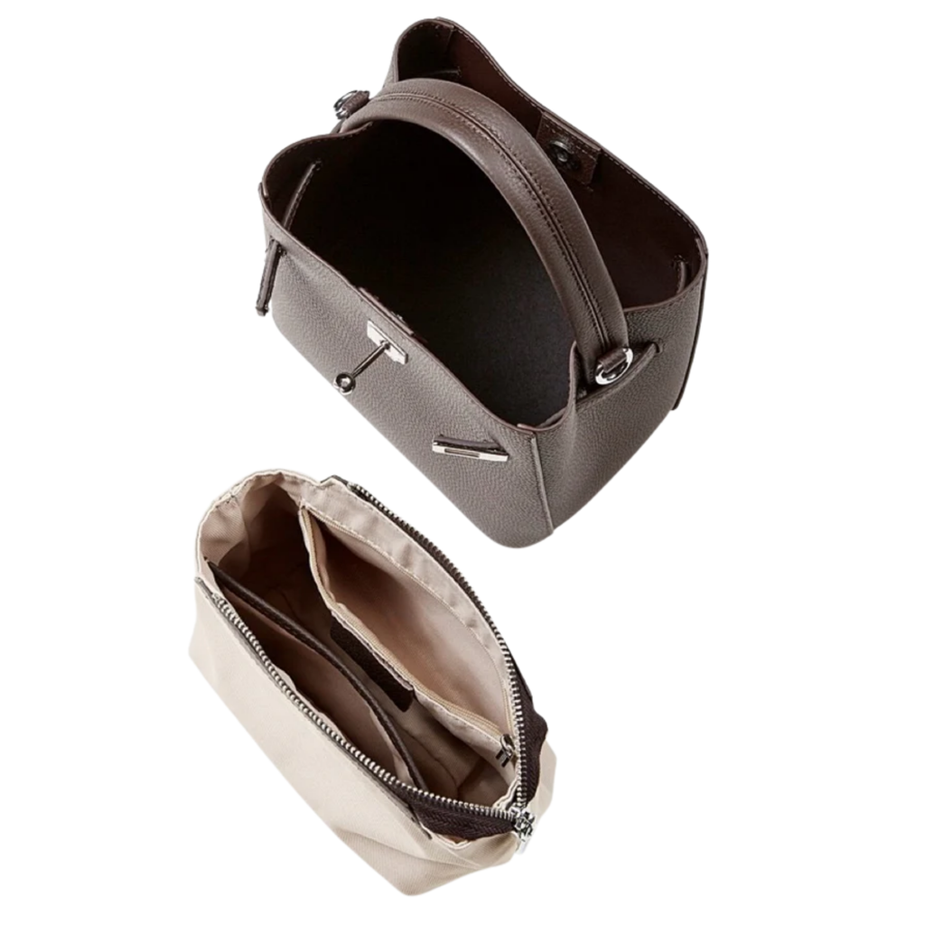 Genuine Leather Bucket Bag - Stylish Basket Design for Everyday Use