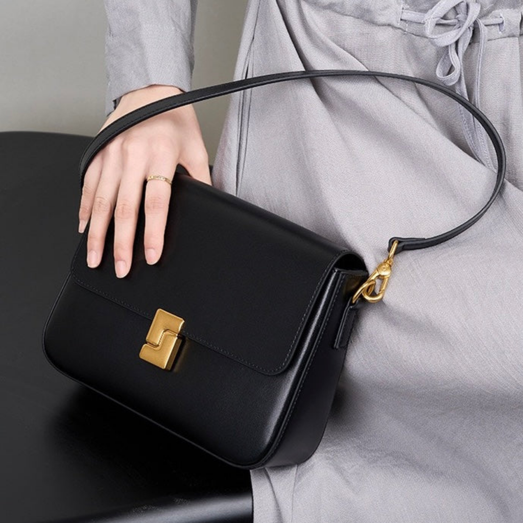 Genuine Leather Shoulder Box Bag - Stylish Crossbody for Everyday Use