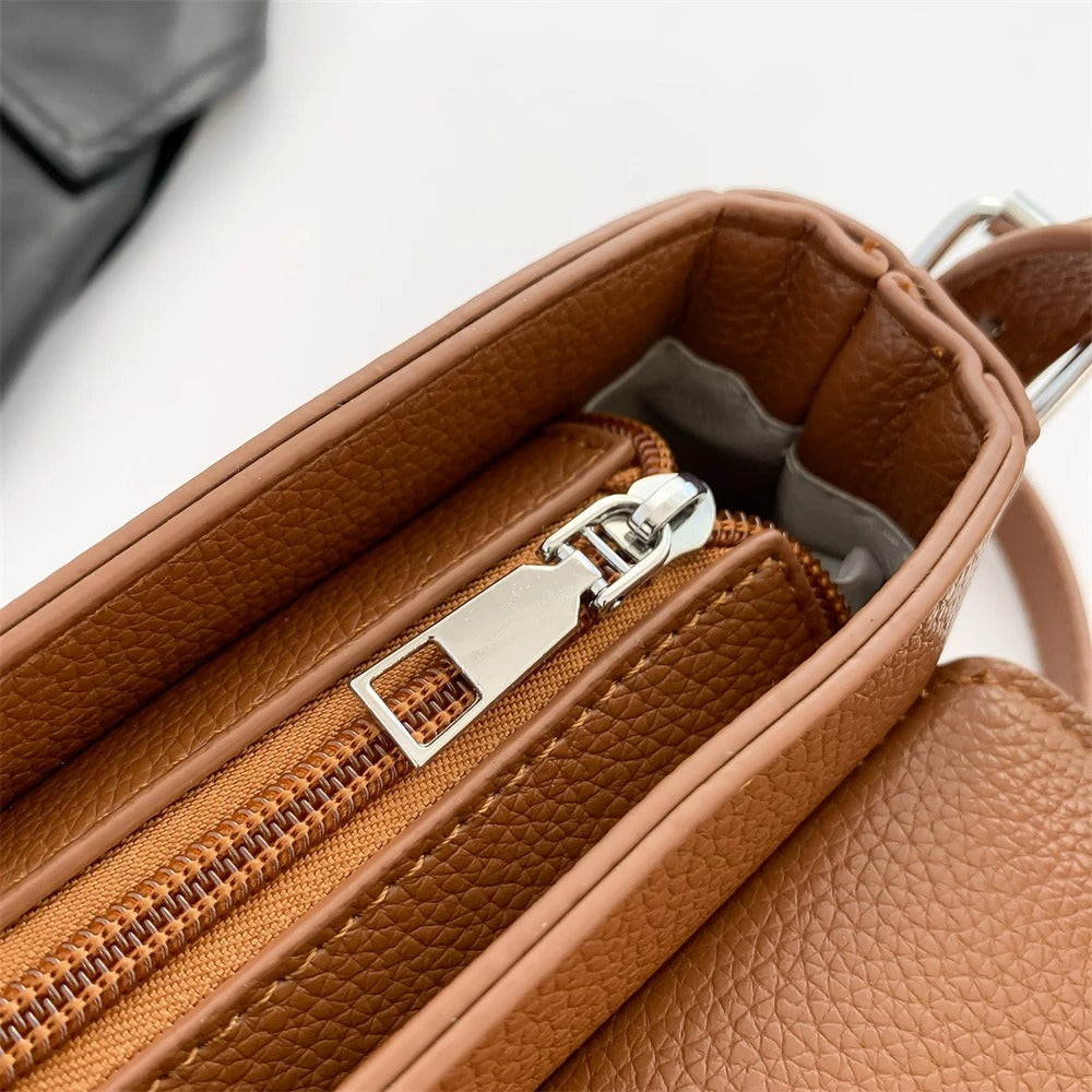Baguette Shoulder Bag with Curved Design - Stylish Everyday Handbag