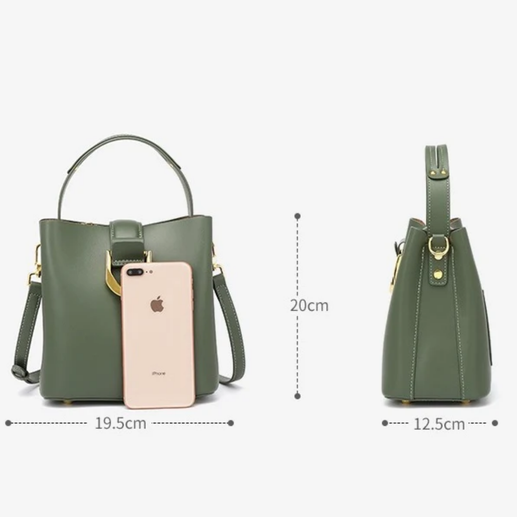 Genuine Leather Bucket Shoulder Bag - Stylish Everyday Tote for Women