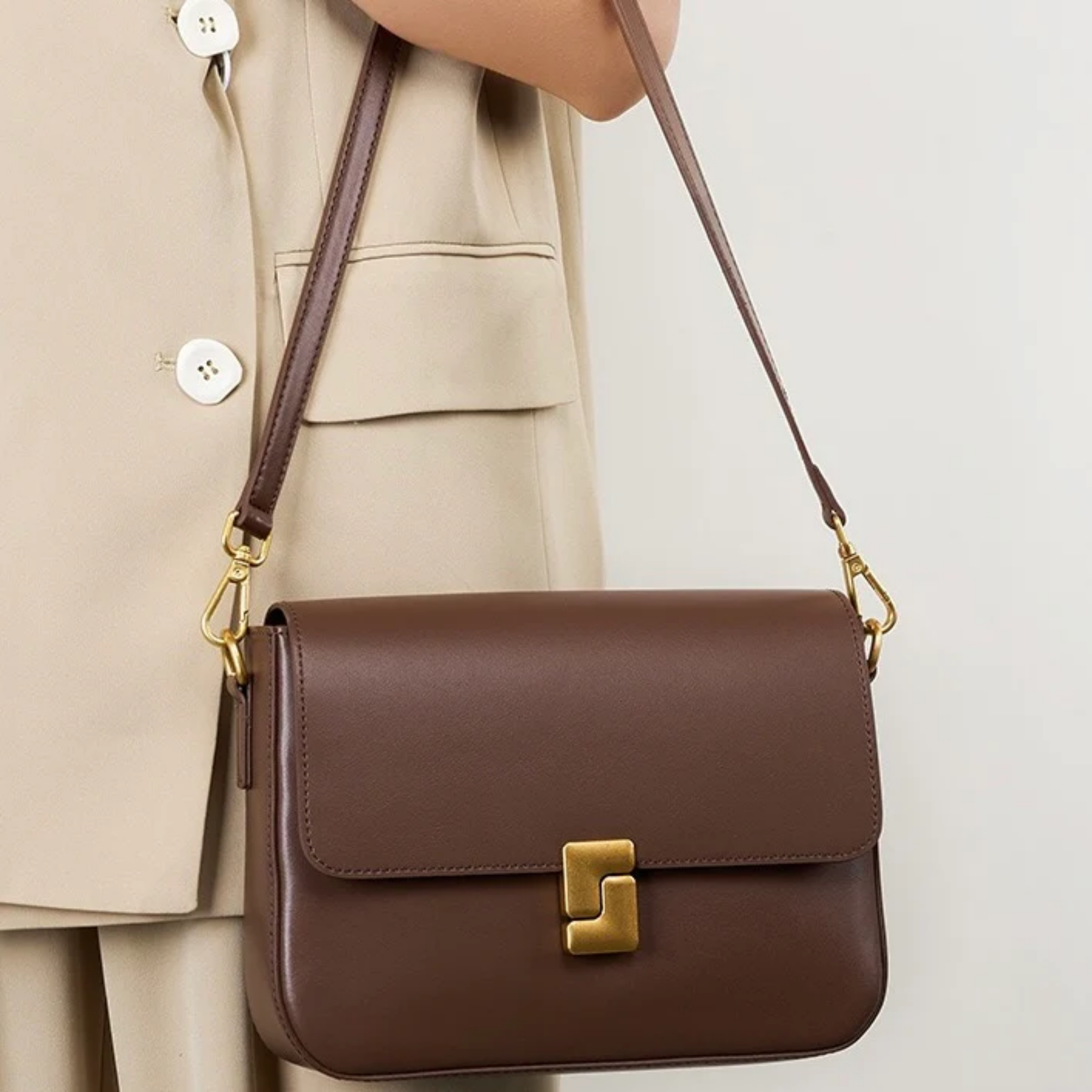 Genuine Leather Shoulder Box Bag - Stylish Crossbody for Everyday Use