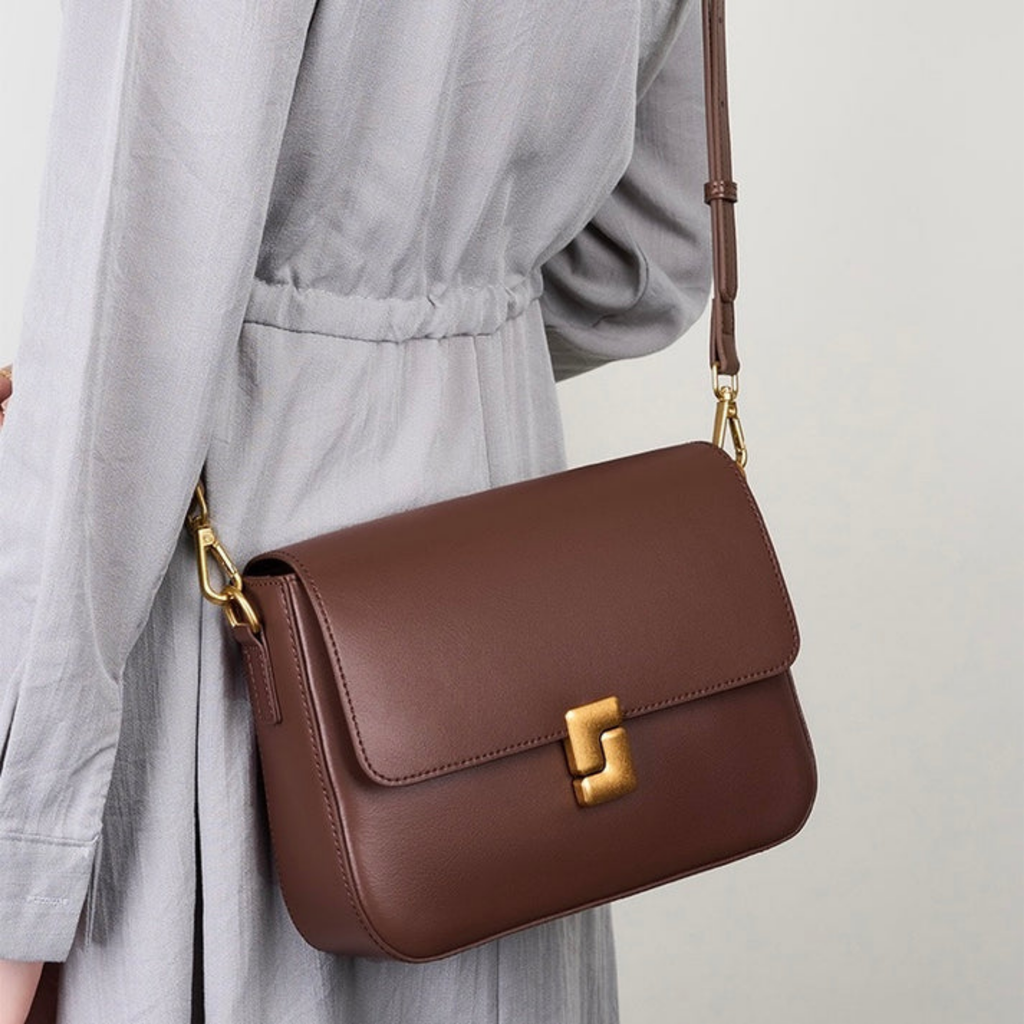 Genuine Leather Shoulder Box Bag - Stylish Crossbody for Everyday Use