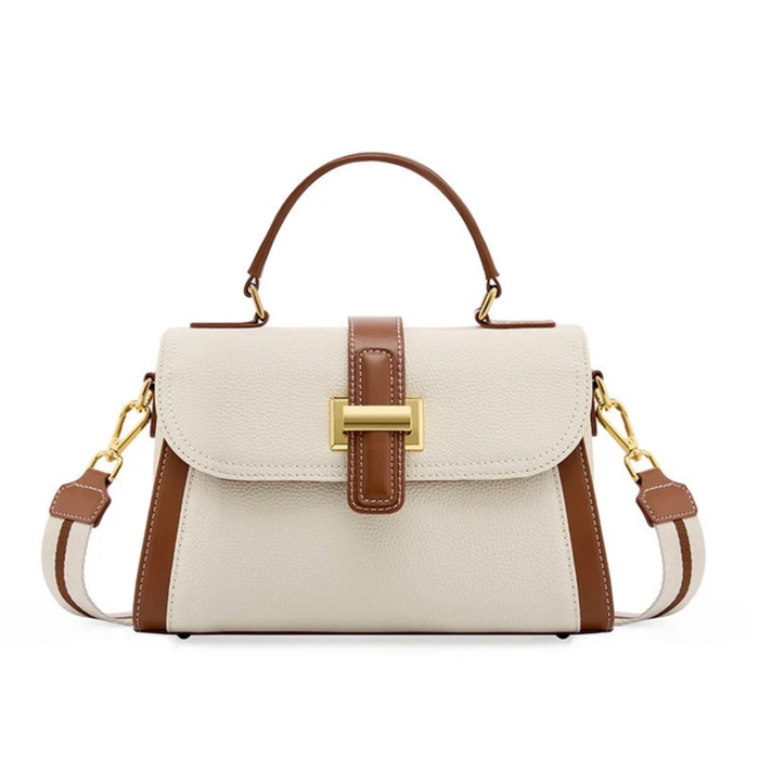 Leather Structured Top Handle Clutch Bag – Alondra Style