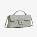 Genuine Leather Quilted Chain Crossbody Shoulder Bag for Women