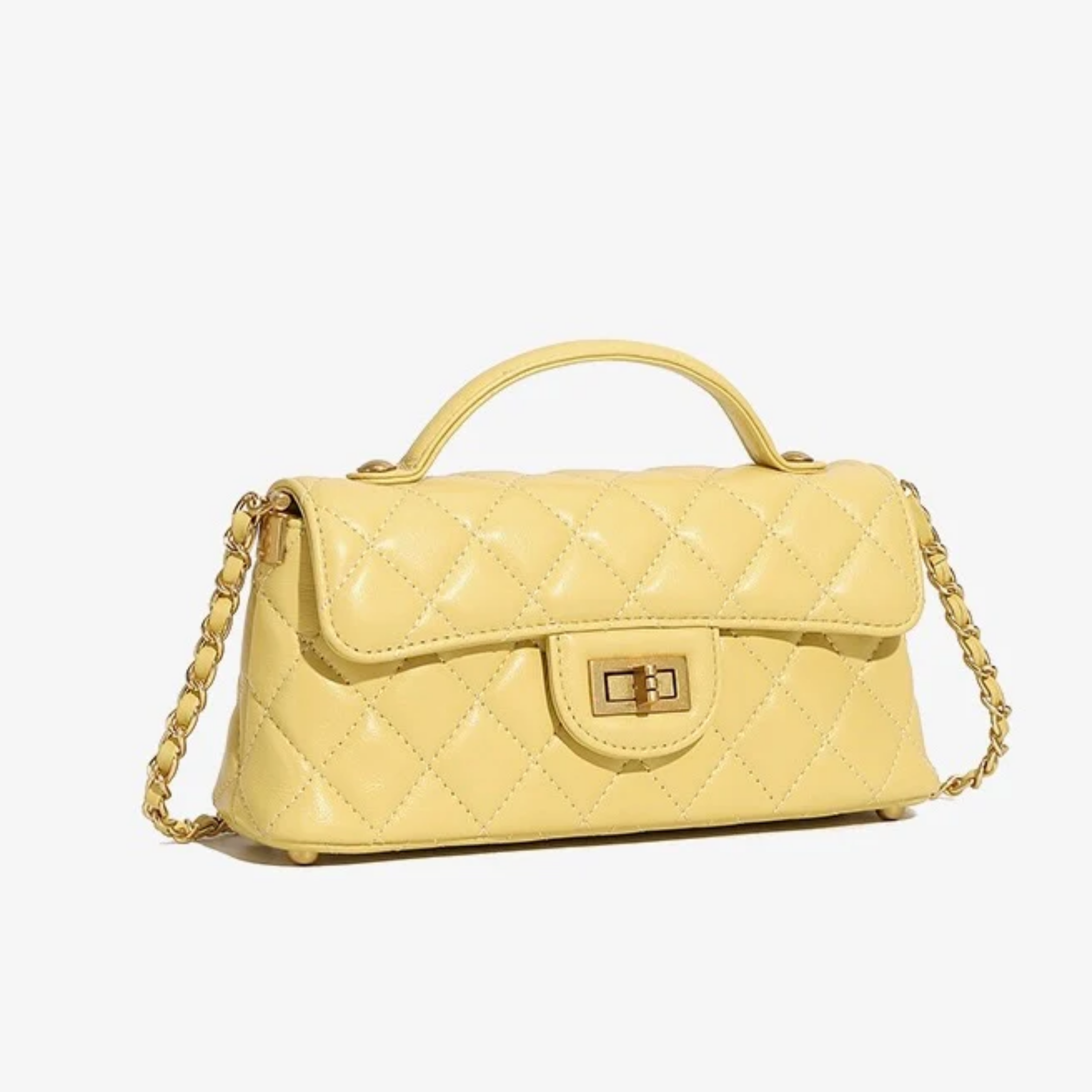 Genuine Leather Quilted Chain Crossbody Shoulder Bag for Women