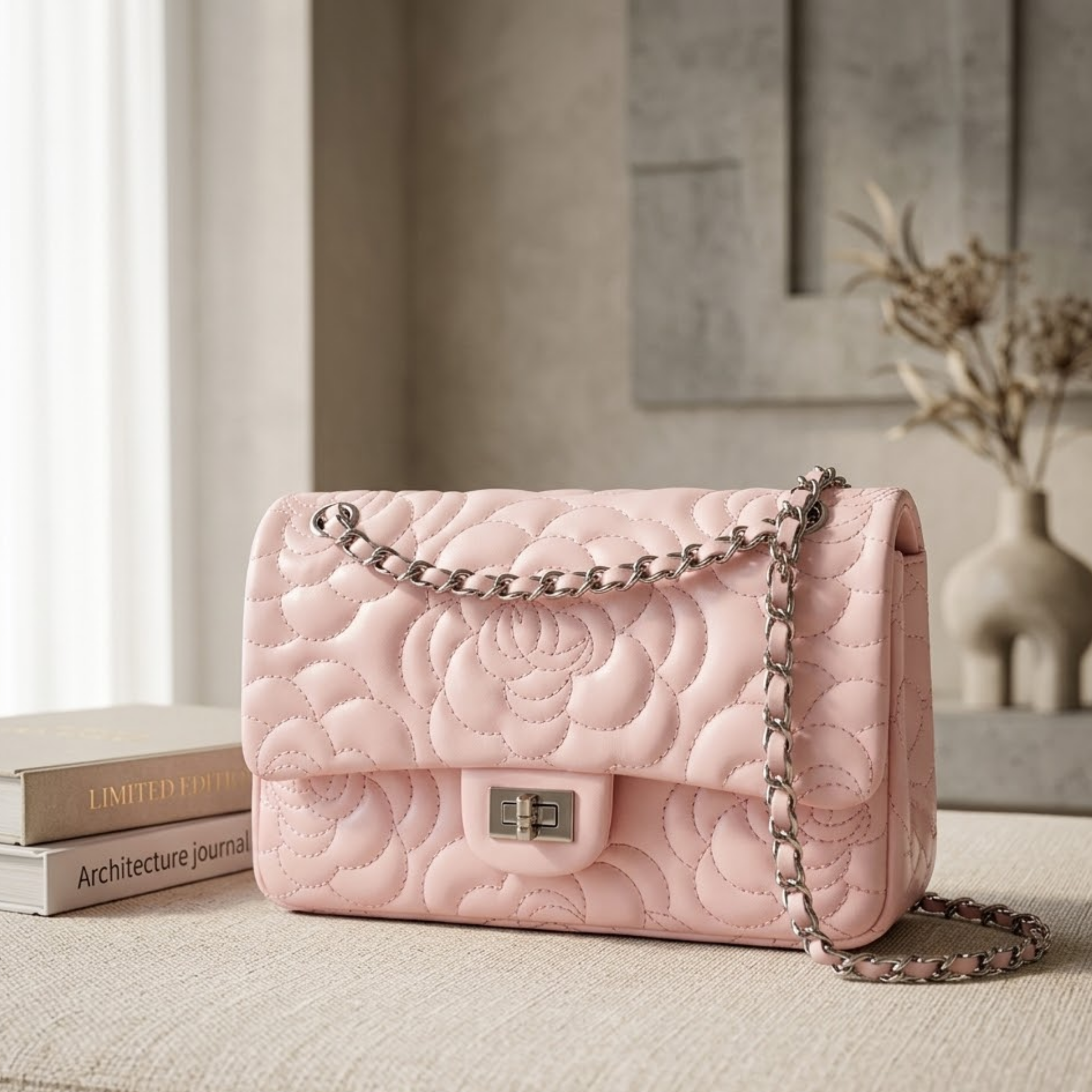 Genuine Sheepskin Crossbody Bag with Chain Strap for Everyday Use