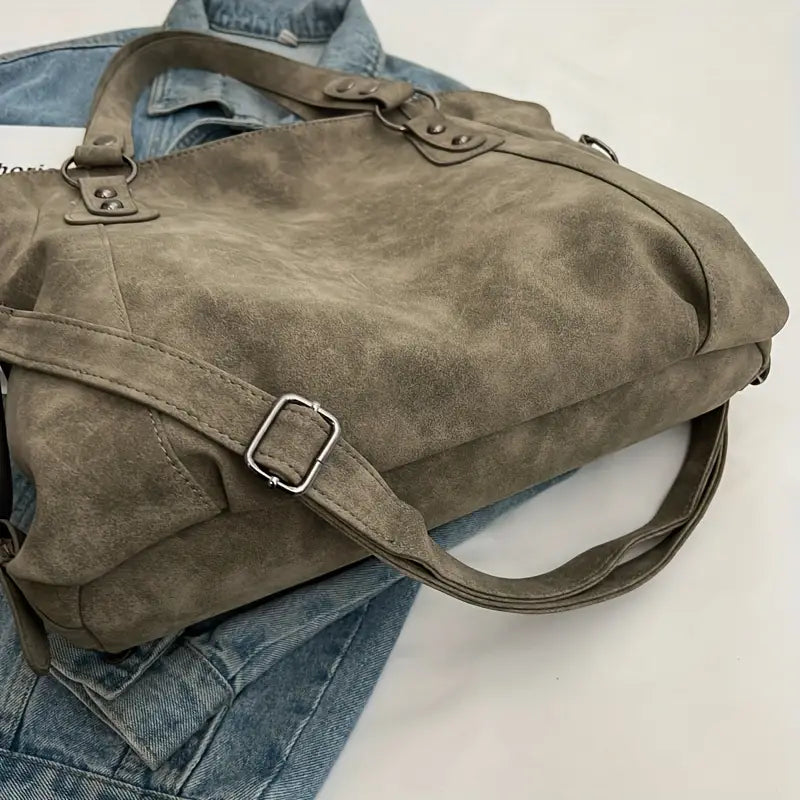 Vegan Suede Crossbody Tote Bag | Vintage Velvet Style for Everyday Use