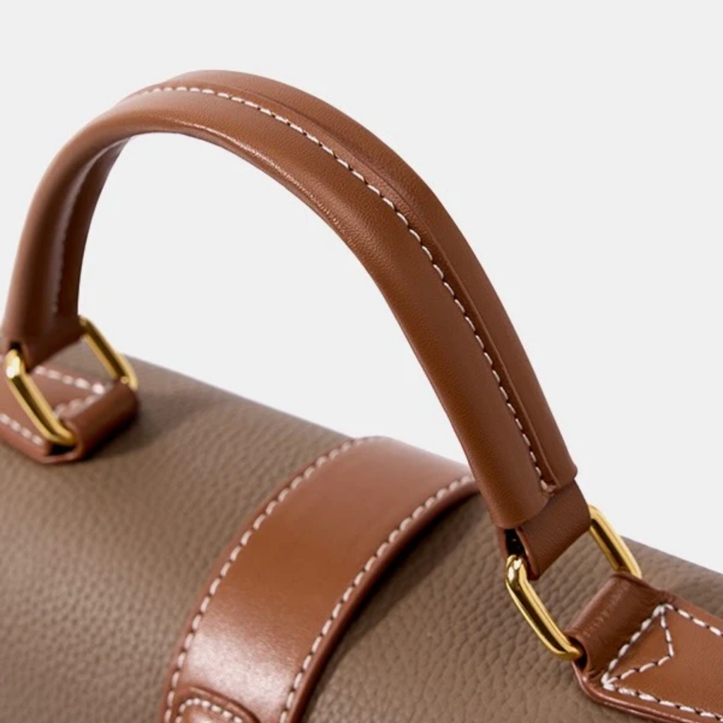 Leather Structured Top Handle Clutch Bag for Everyday Use - Alondra Style