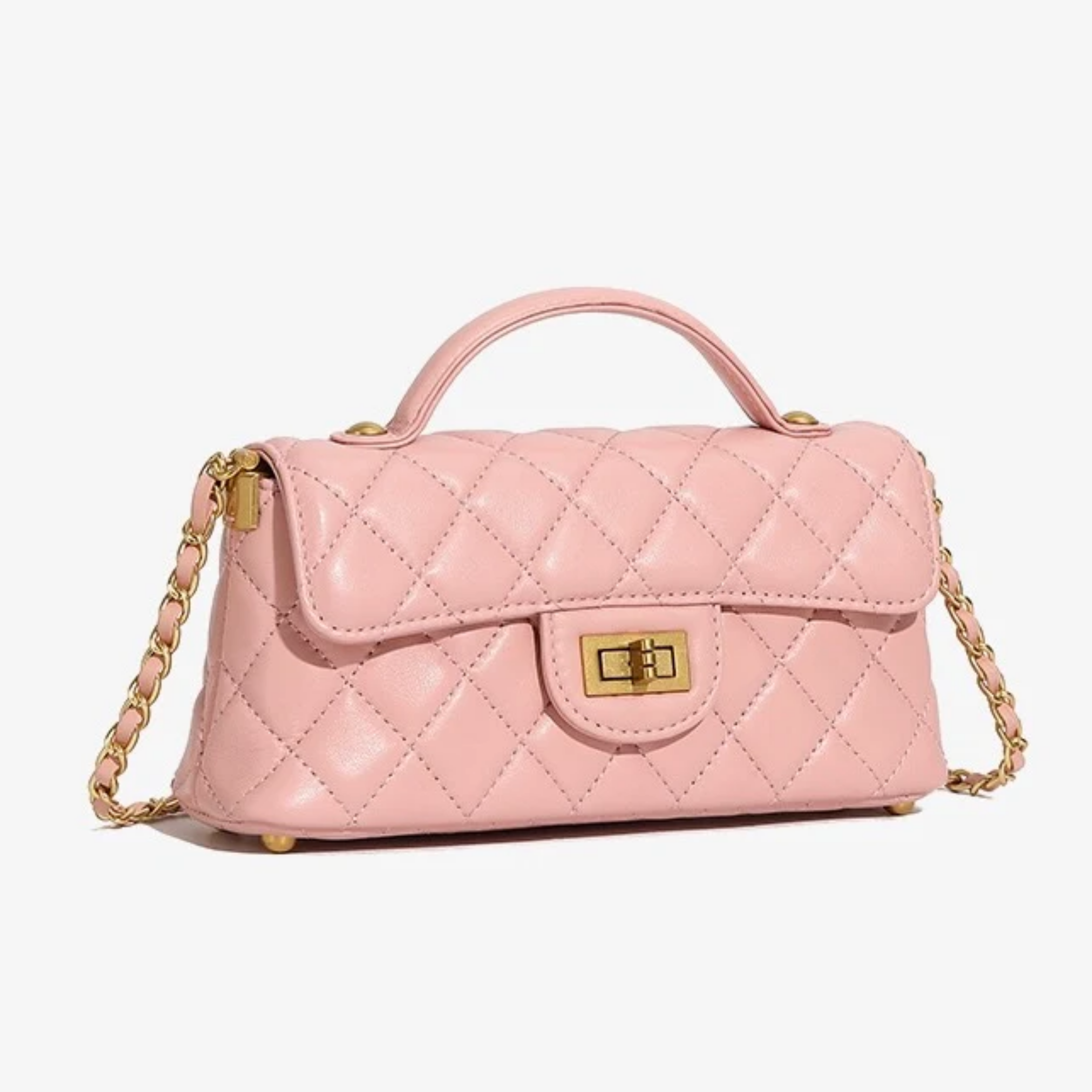 Genuine Leather Quilted Chain Crossbody Shoulder Bag for Women