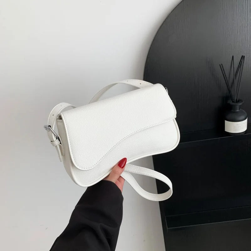 Baguette Shoulder Bag with Curved Design - Stylish Everyday Handbag