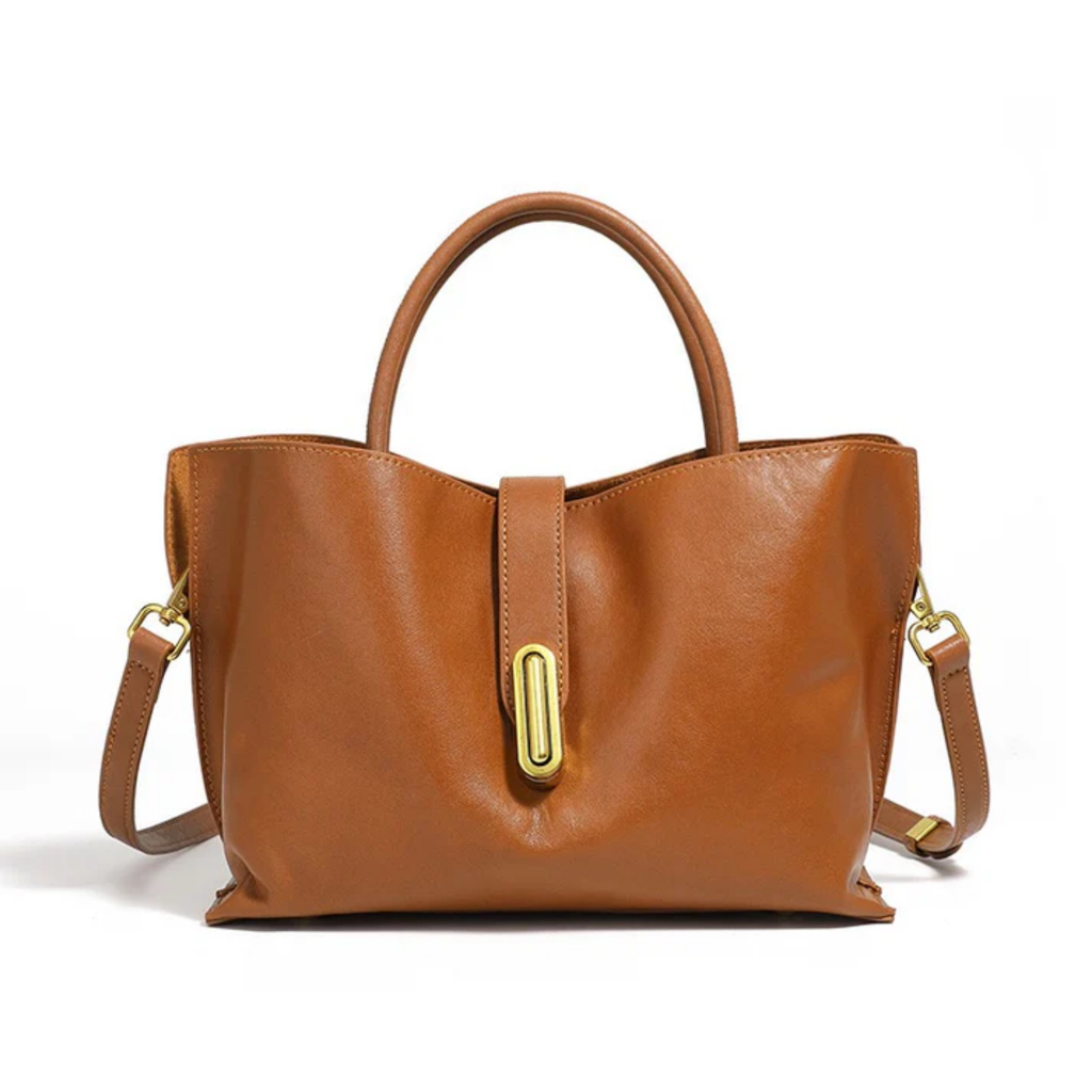 Genuine Cowhide Crossbody Tote Bag - Stylish Leather Handbag for Everyday Use